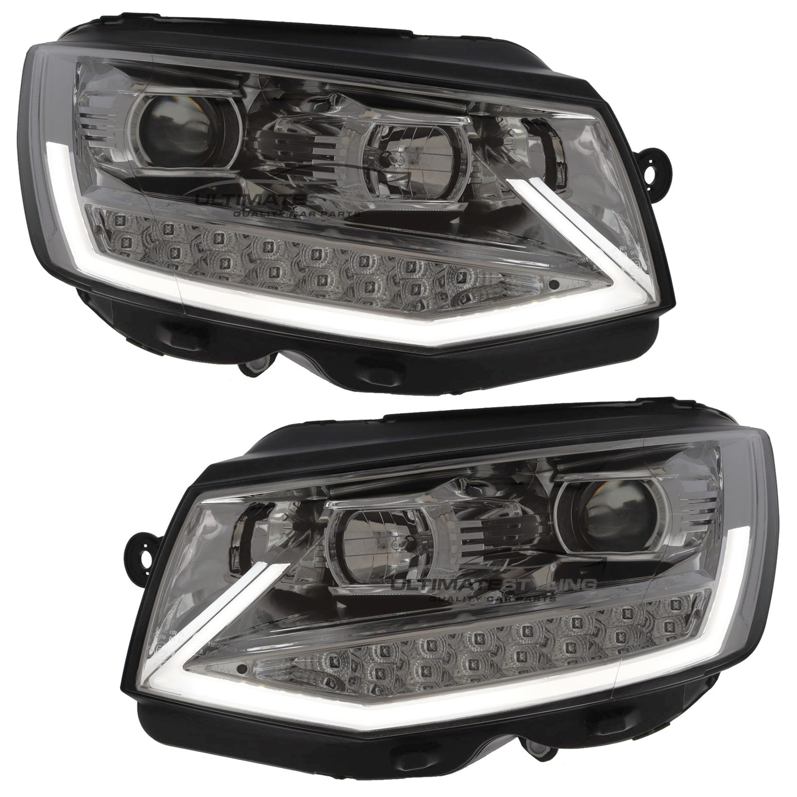 VW Transporter T6 2015-2020 LED DRL Projector Headlights Headlamps Chrome Inner LED Indicators