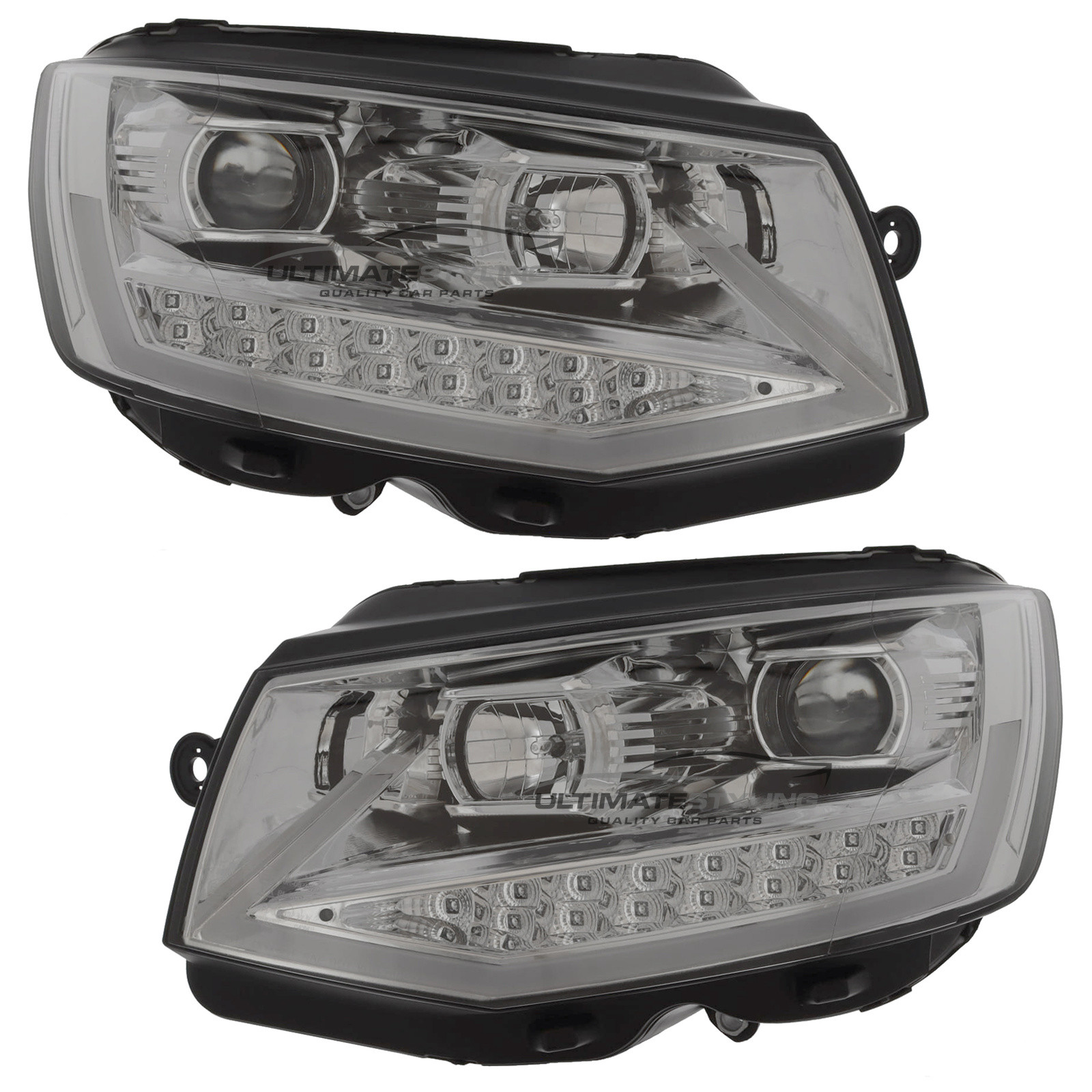 VW Transporter T6 2015-2020 LED DRL Projector Headlights Headlamps Chrome Inner LED Indicators