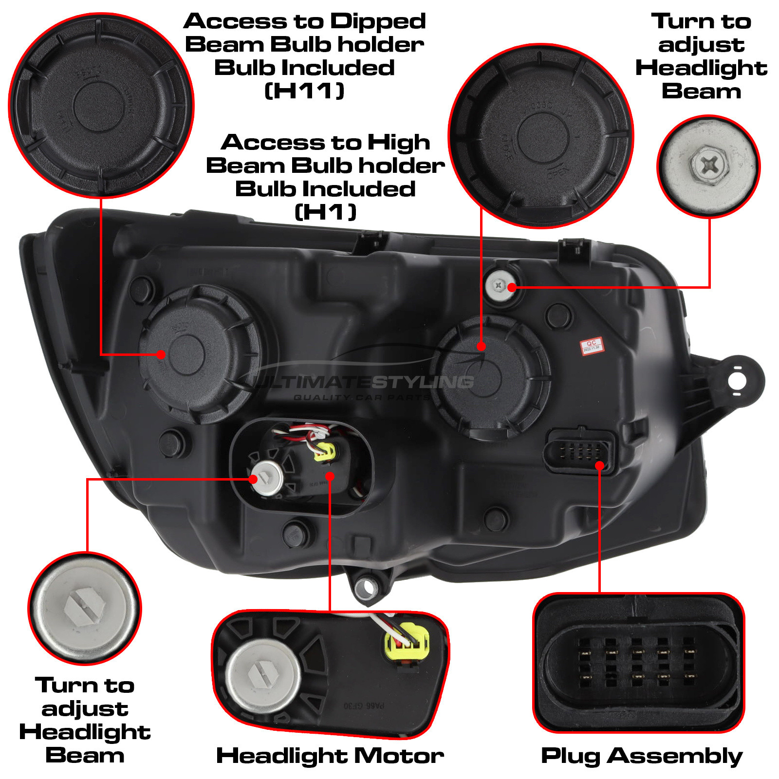 VW Transporter T6 2015-2020 LED DRL Projector Headlights Headlamps Chrome Inner LED Indicators