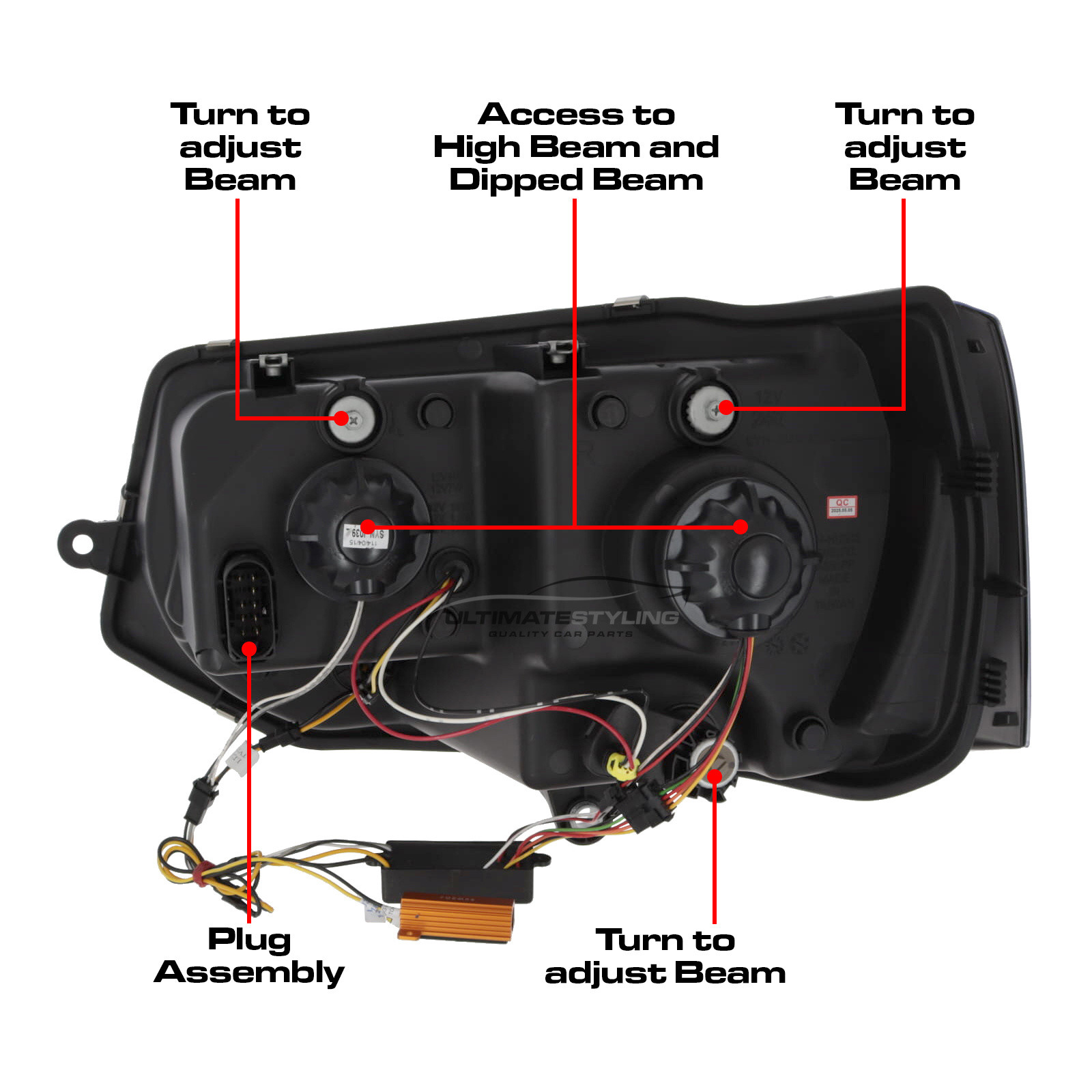 VW Transporter T5.1 2010-2015 Upgrade Headlights T6 Look Gloss Black Inner LED Lightbar DRL with LED Dynamic Sequential Indicators Projector Xenon Look