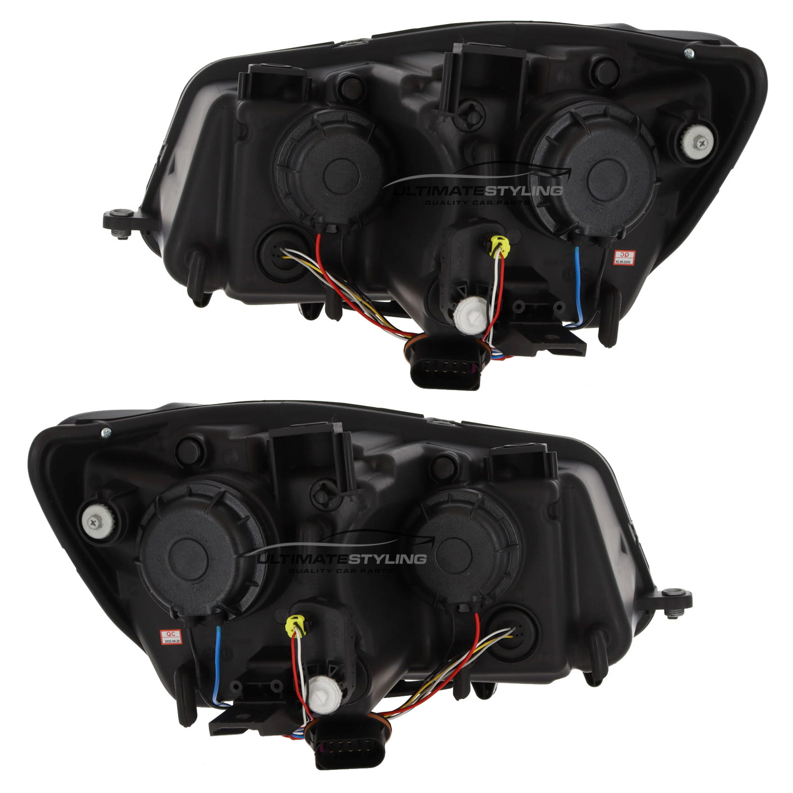 VW Caddy Mk3 / Touran 2010-2015 Upgrade Headlights Black Inner LED Lightbar DRL with LED Dynamic Sequential Indicators Projector Xenon Look