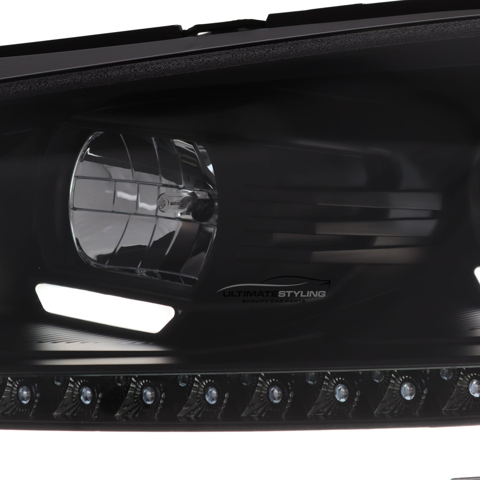 VW Caddy Mk3 / Touran 2010-2015 Upgrade Headlights Black Inner LED Lightbar DRL with LED Dynamic Sequential Indicators Projector Xenon Look