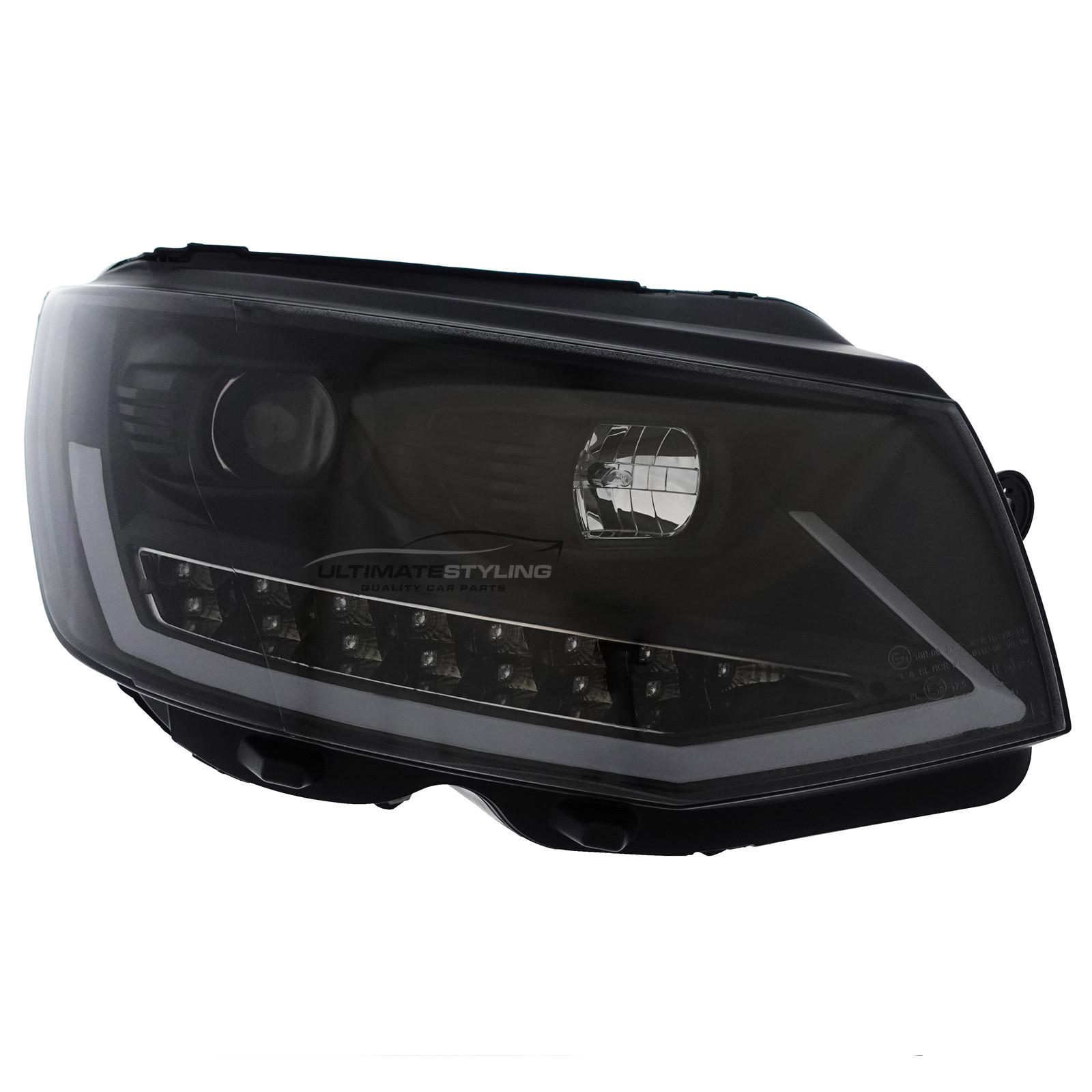 VW Transporter T6 2015-2020 Upgrade Headlights Black Inner LED Lightbar DRL with LED Dynamic Indicators Projector Xenon Look