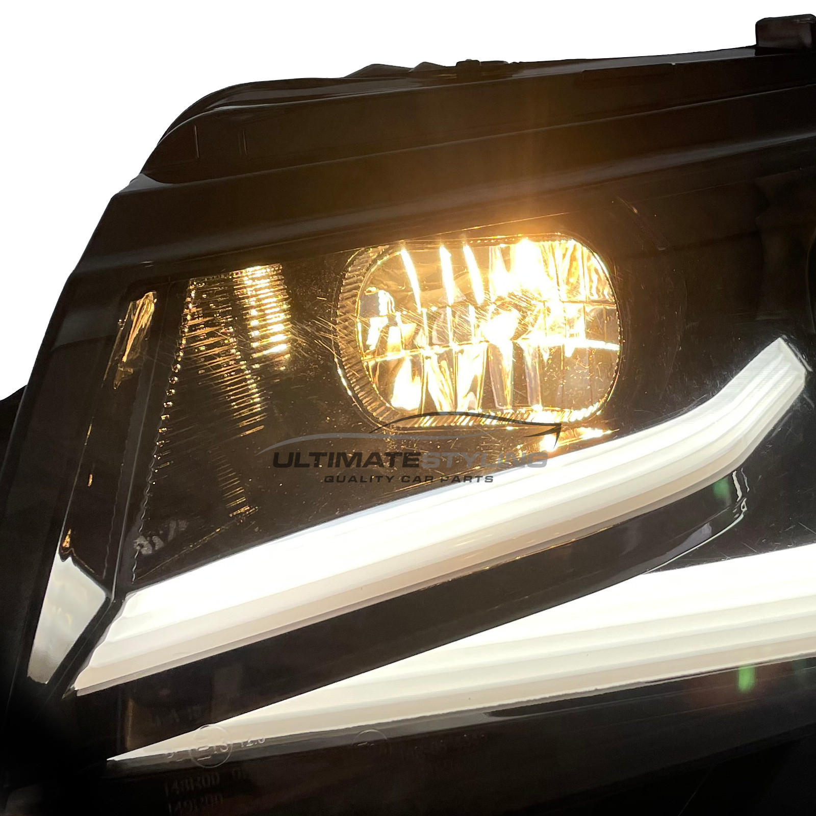 VW Transporter T6.1 2020-2024 Upgrade Headlights Black Inner LED Lightbar DRL with LED Dynamic Indicators Projector Xenon Look