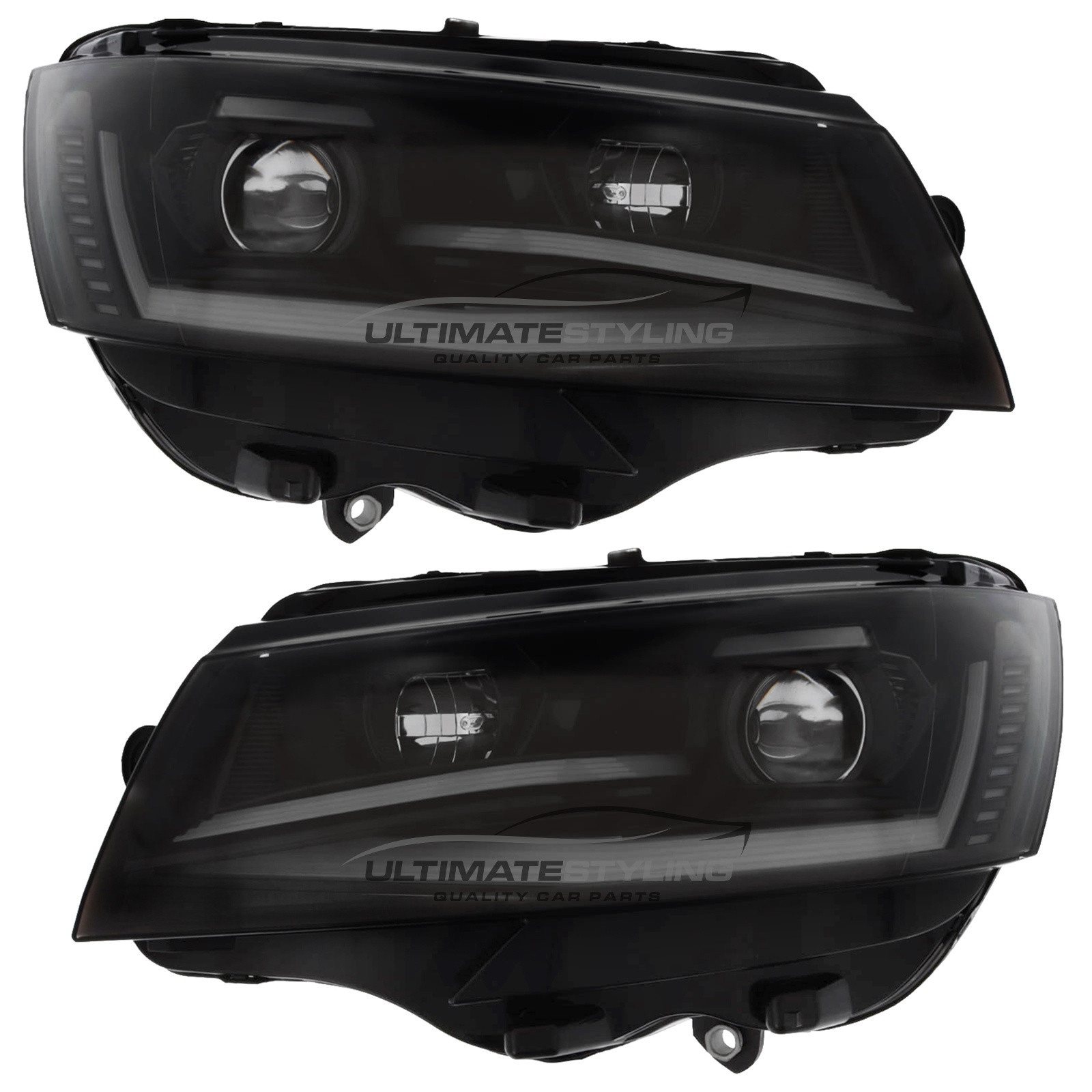 VW Transporter T6.1 2020-2024 Upgrade Headlights Black Inner LED Lightbar DRL with LED Dynamic Indicators Projector Xenon Look