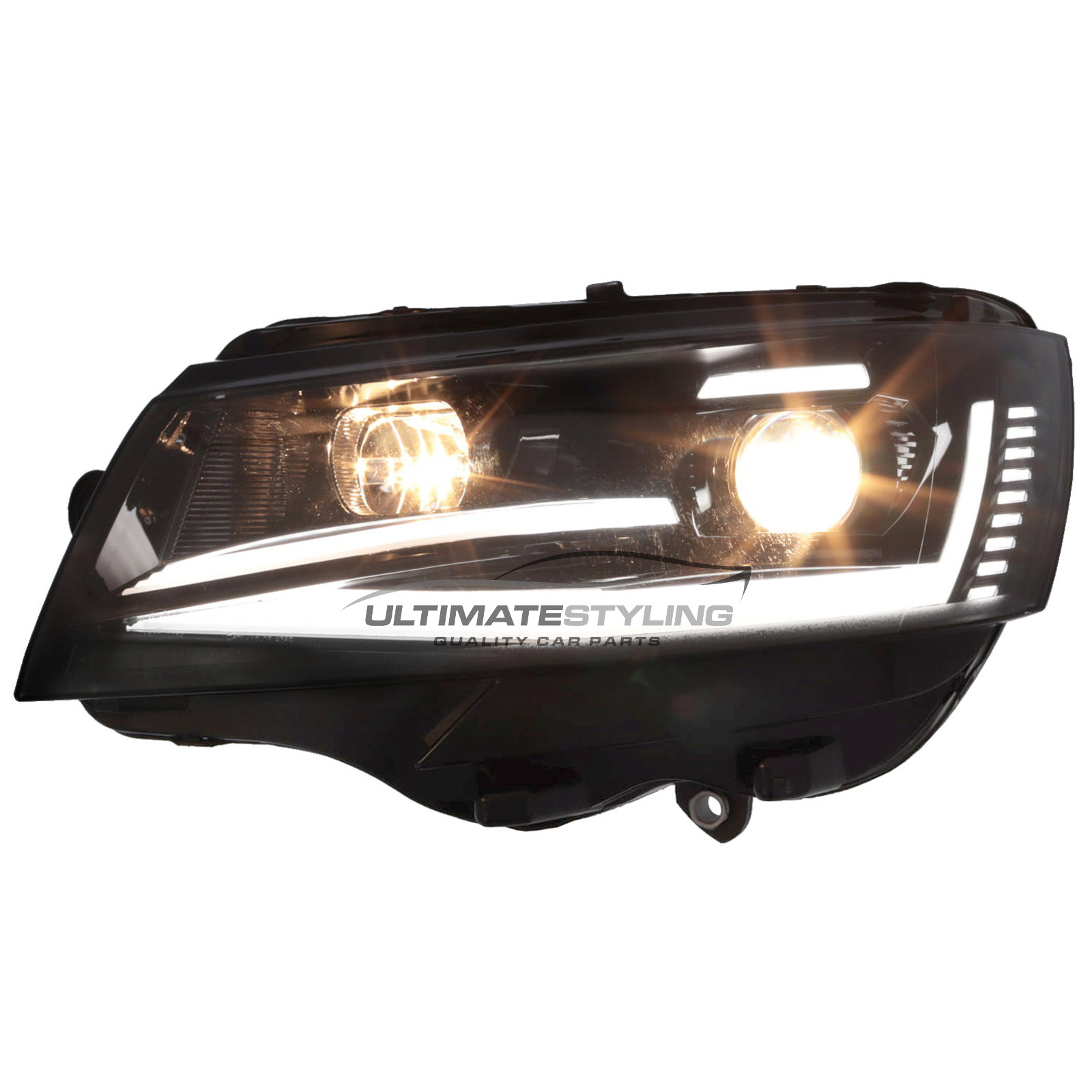 VW Transporter T6.1 2020-2024 Upgrade Headlights Black Inner LED Lightbar DRL with LED Dynamic Indicators Projector Xenon Look