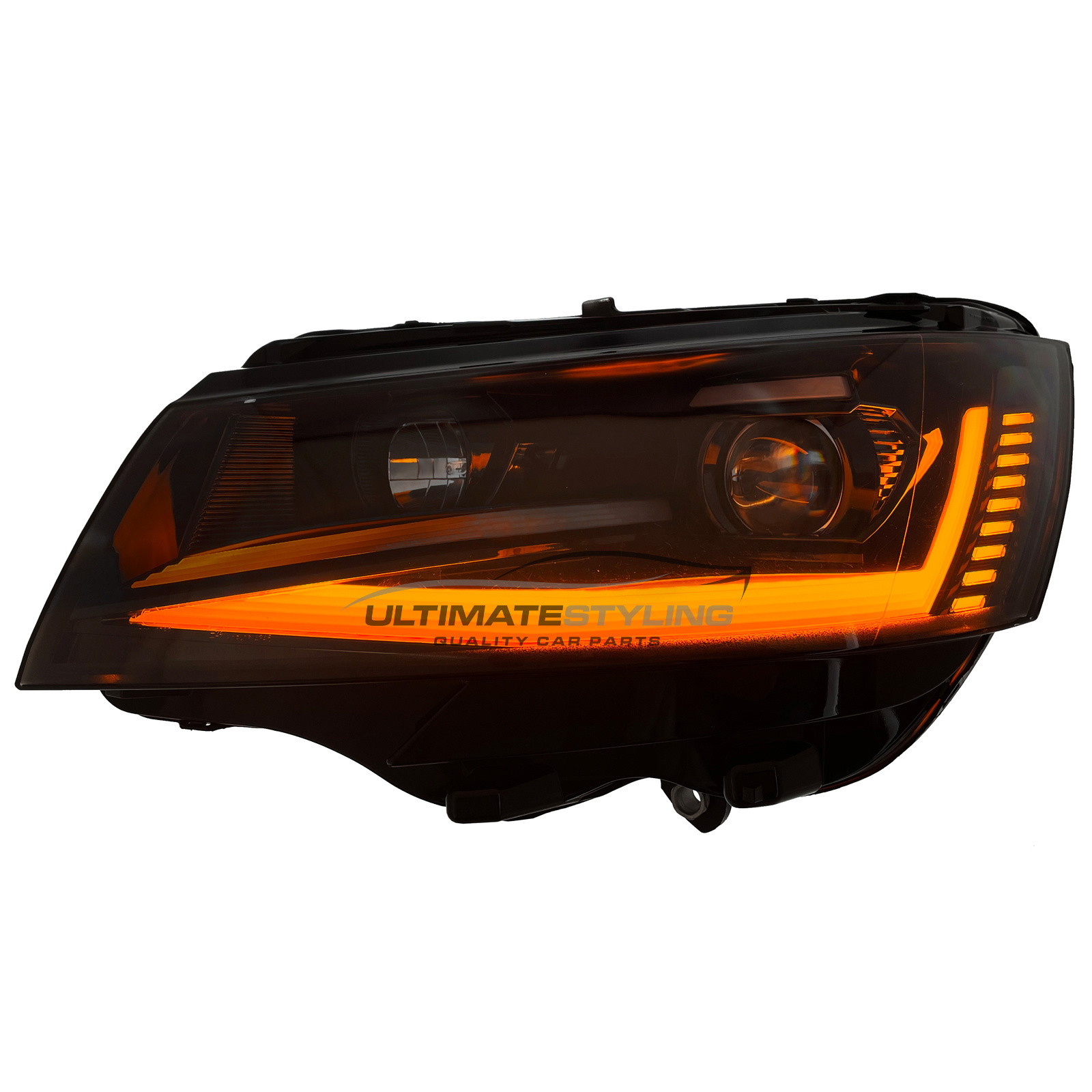 VW Transporter T6.1 2020-2024 Upgrade Headlights Black Inner LED Lightbar DRL with LED Dynamic Indicators Projector Xenon Look