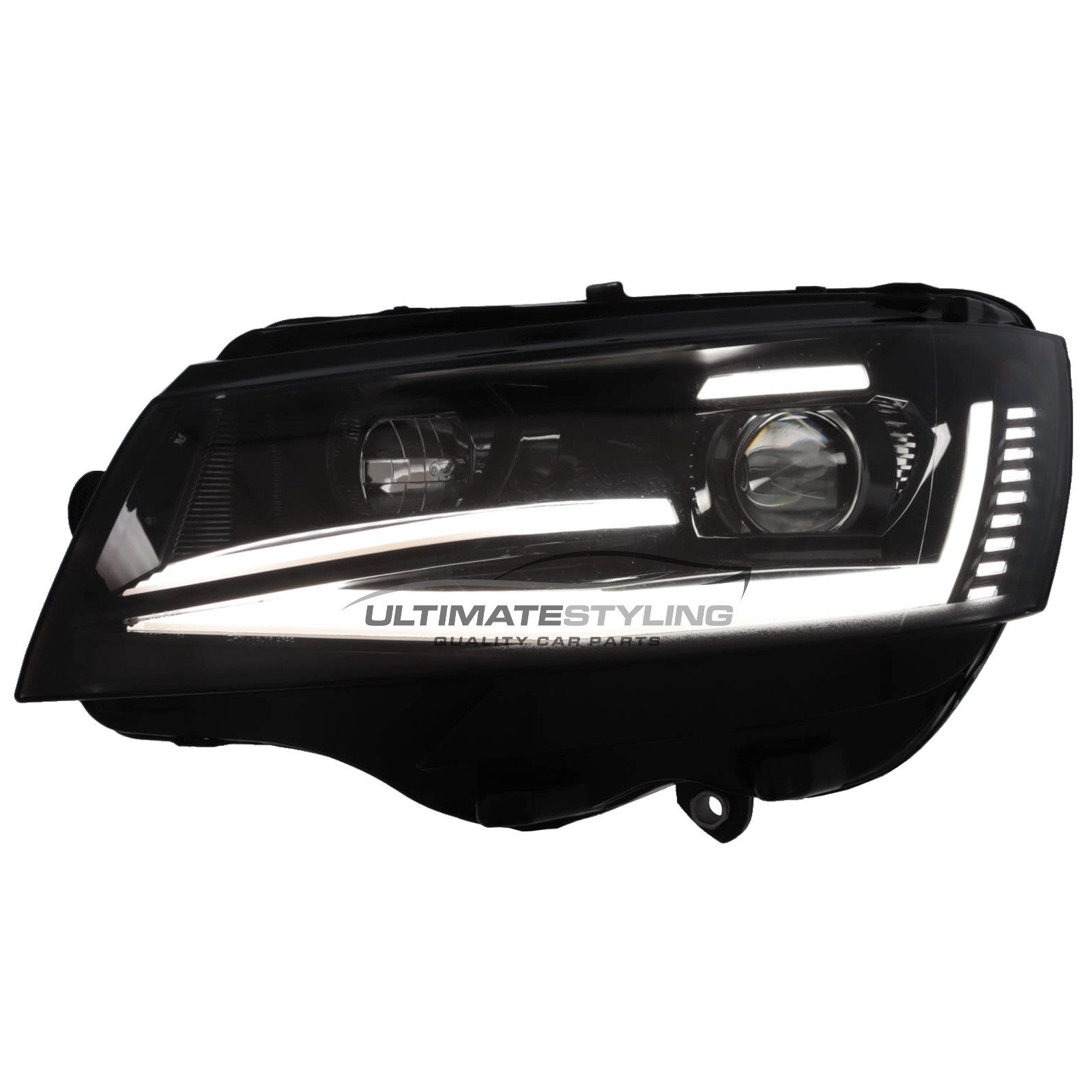 VW Transporter T6.1 2020-2024 Upgrade Headlights Black Inner LED Lightbar DRL with LED Dynamic Indicators Projector Xenon Look