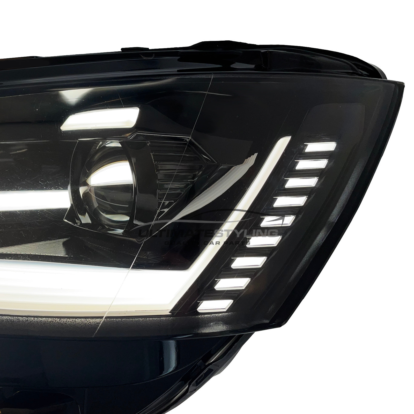 VW Transporter T6.1 2020-2024 Upgrade Headlights Black Inner LED Lightbar DRL with LED Dynamic Indicators Projector Xenon Look