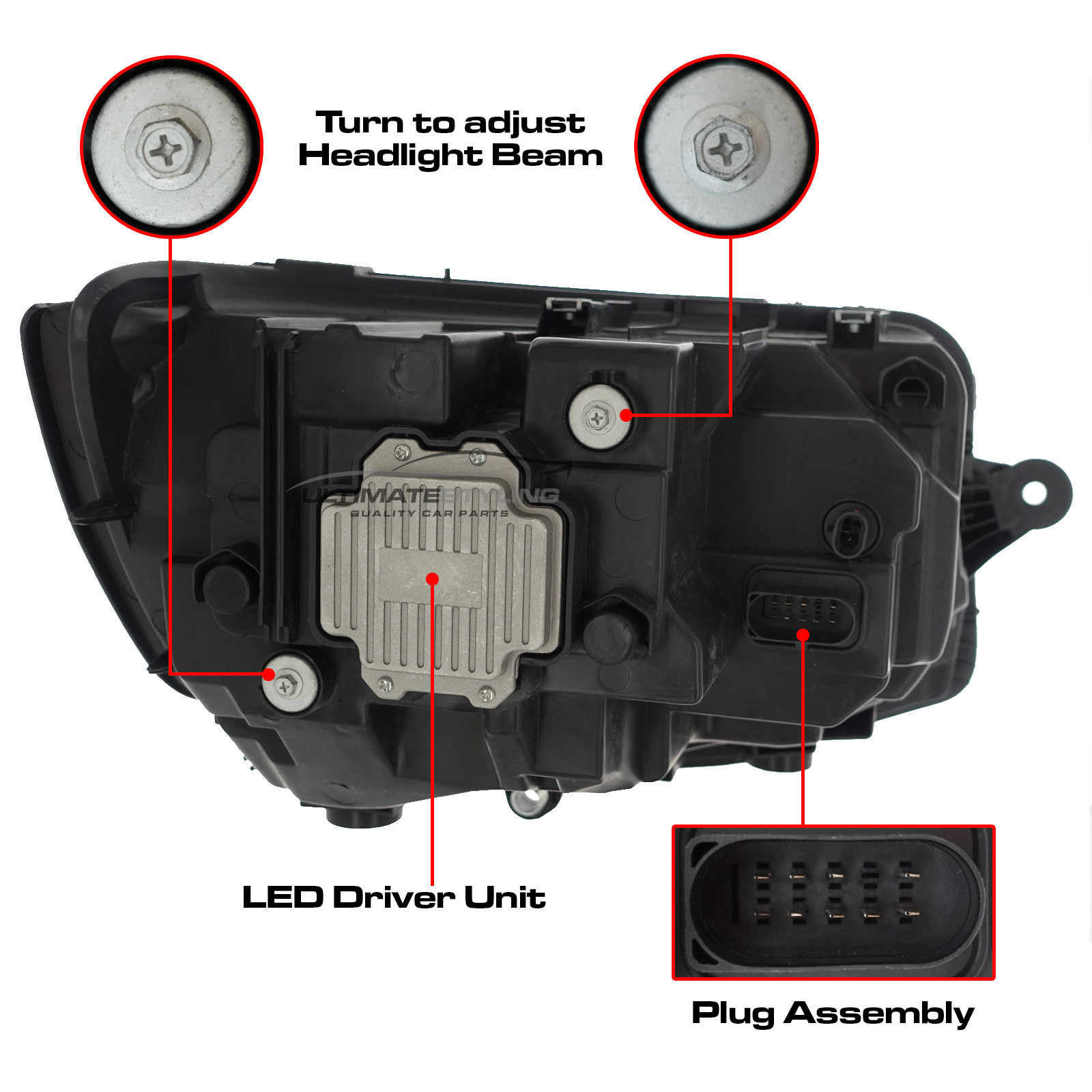 VW California / Caravelle / Transporter Performance Headlights - Full LED With LED Daytime Running Lights (DRL) - LED