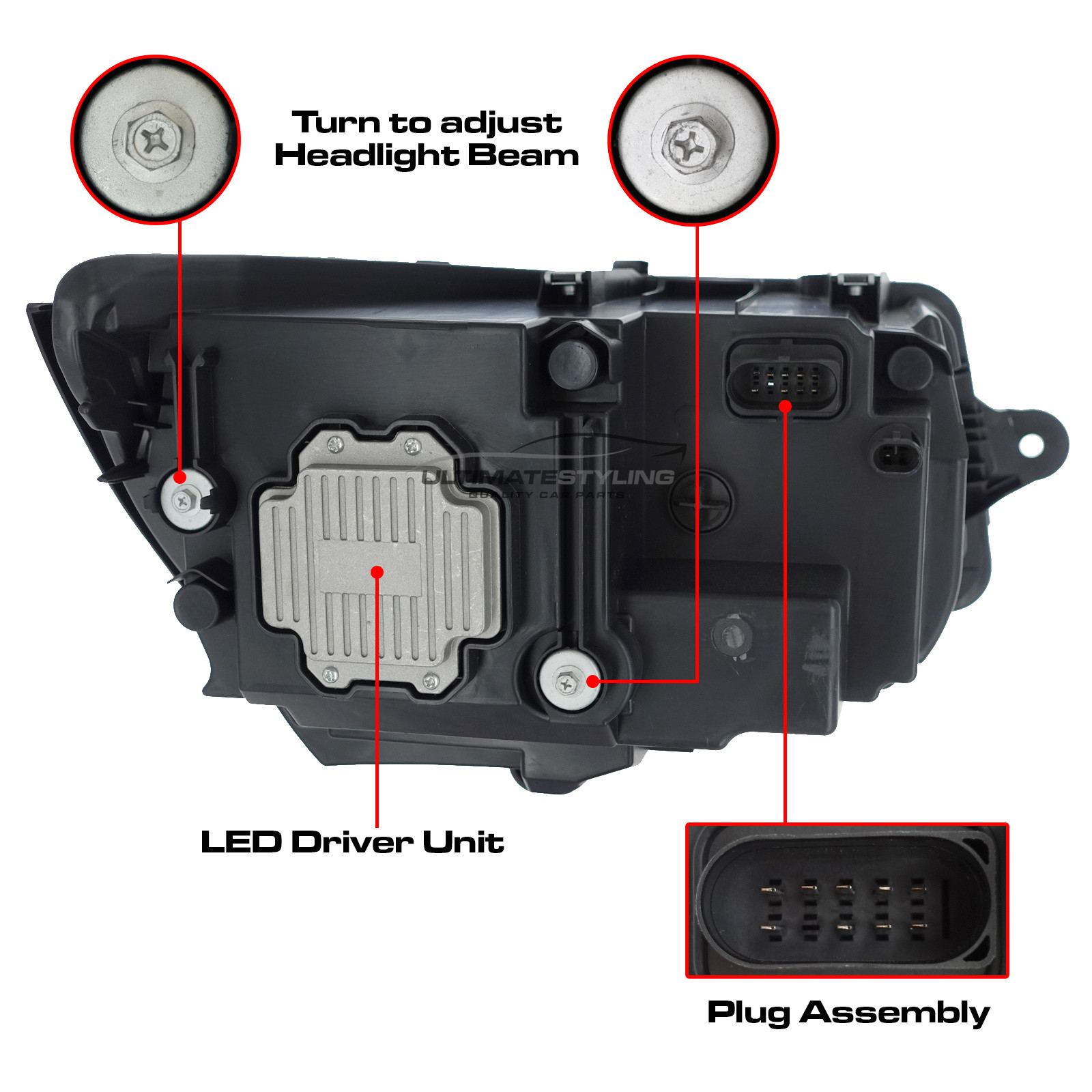 VW Transporter T6.1 2020-2024 Upgrade Headlights Black and Chrome Inner FULL LED Lightbar DRL with LED Indicators (T6.1 factory LED Headlight Look)
