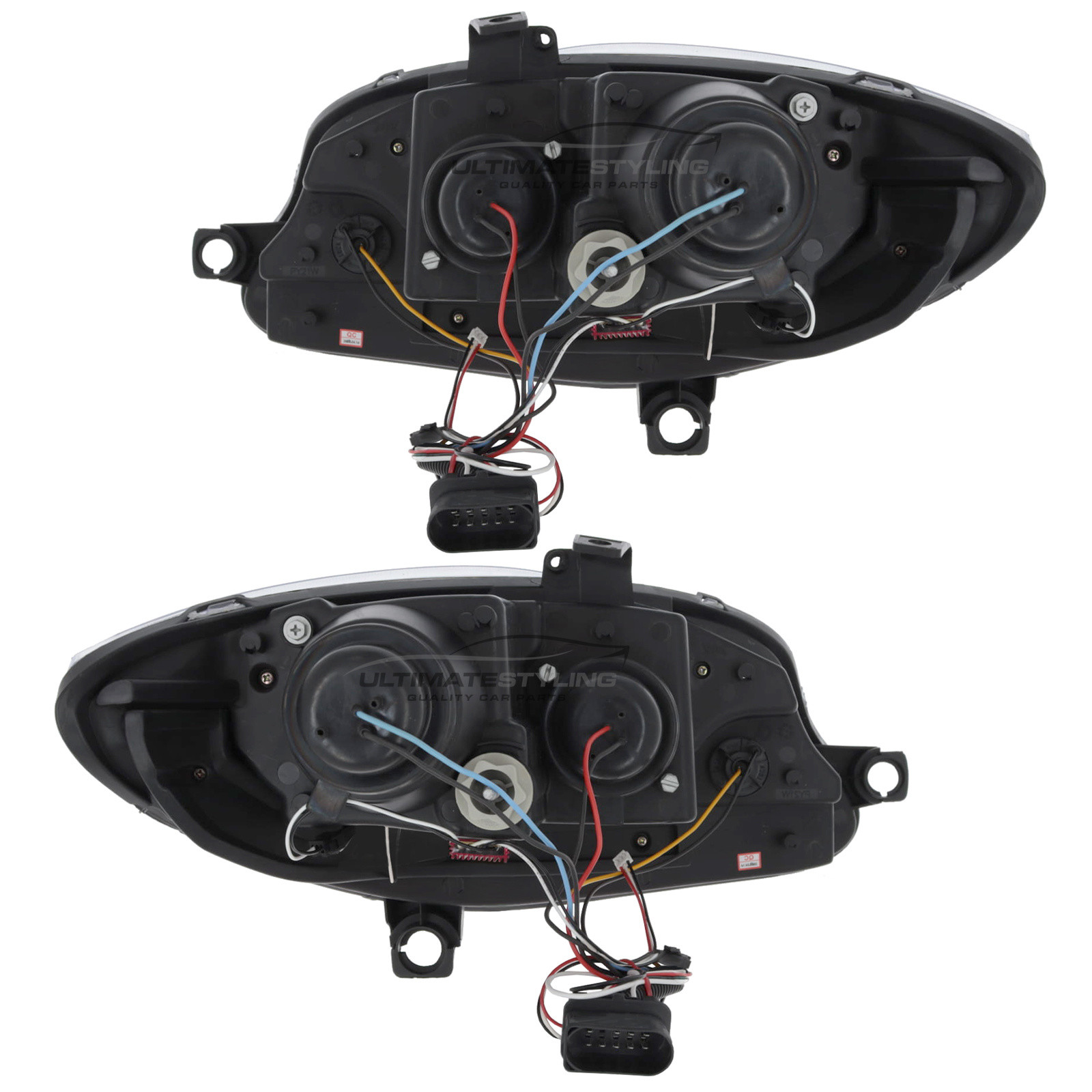 Seat Leon Mk2 2005-2009 Upgrade Headlights Black Inner LED DRL Projector Xenon Look