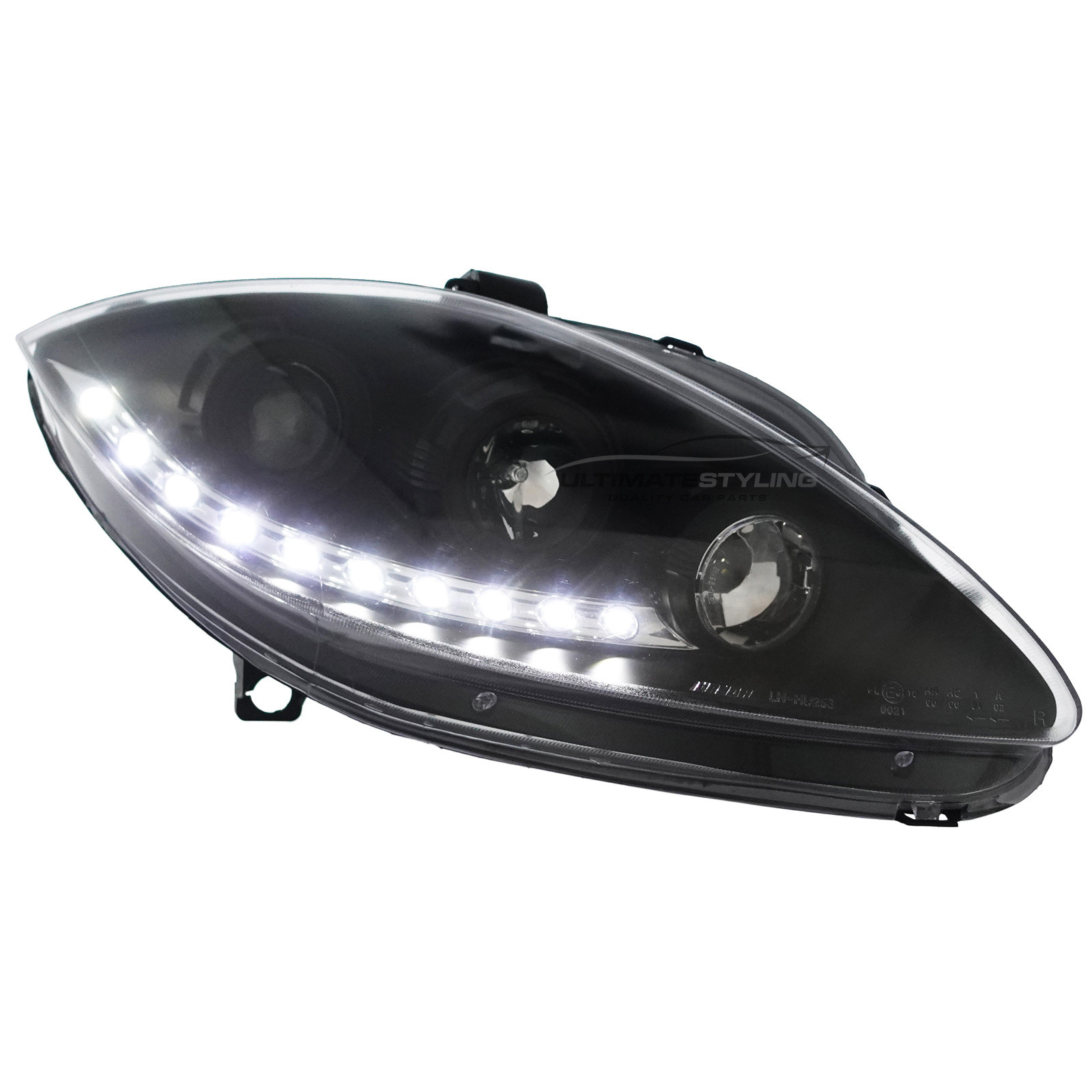 Seat Leon Mk2 2005-2009 Upgrade Headlights Black Inner LED DRL Projector Xenon Look