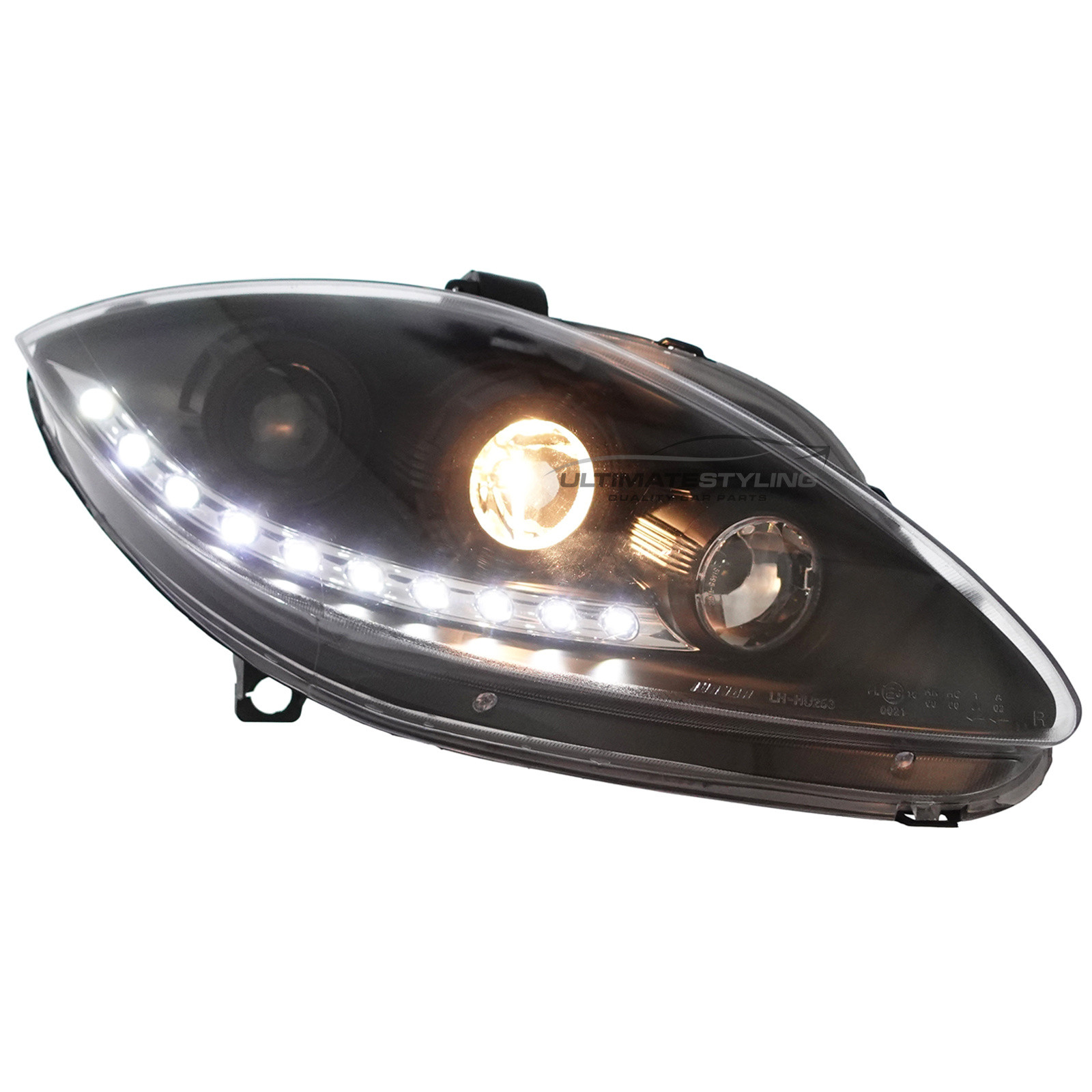 Seat Leon Mk2 2005-2009 Upgrade Headlights Black Inner LED DRL Projector Xenon Look