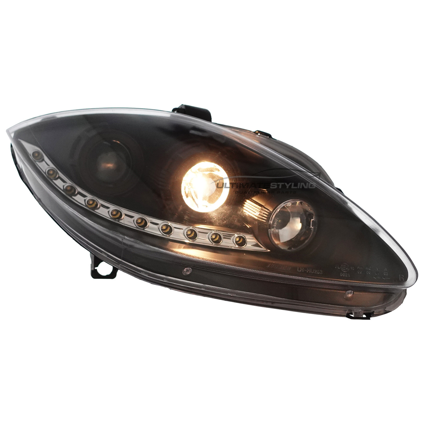 Seat Leon Mk2 2005-2009 Upgrade Headlights Black Inner LED DRL Projector Xenon Look