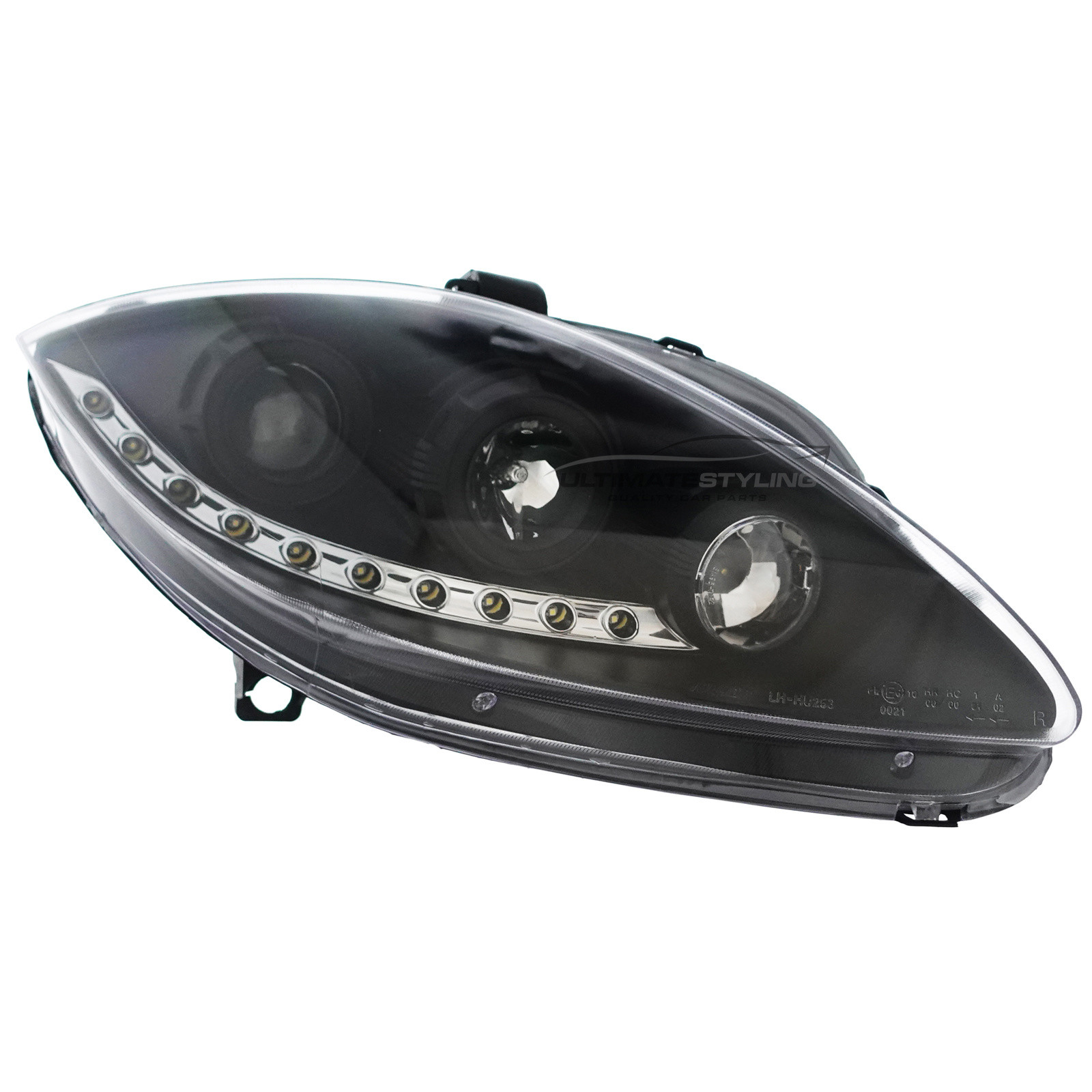 Seat Leon Mk2 2005-2009 Upgrade Headlights Black Inner LED DRL Projector Xenon Look