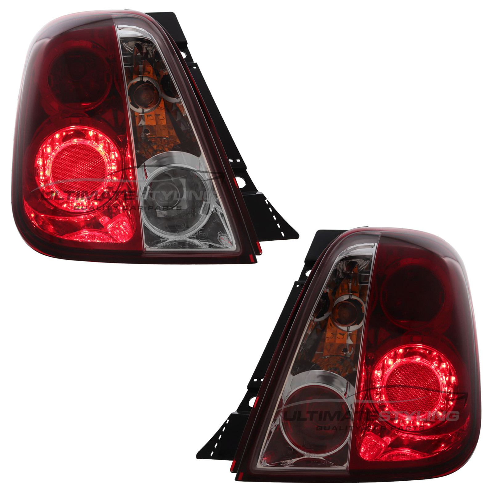 Fiat 500 Crystal Red and Clear Rear Lights 2008-2015