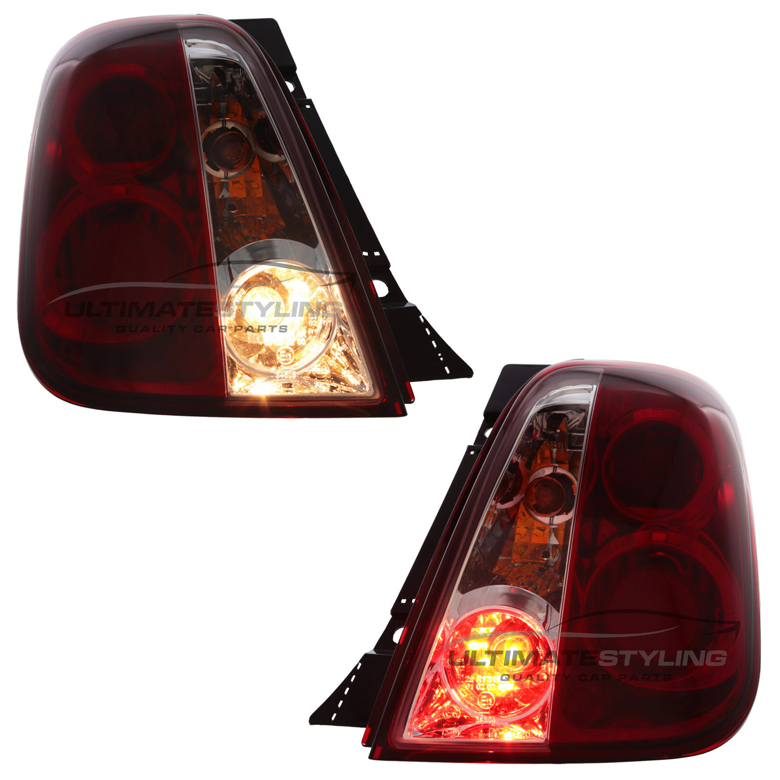 Fiat 500 Crystal Red and Clear Rear Lights 2008-2015
