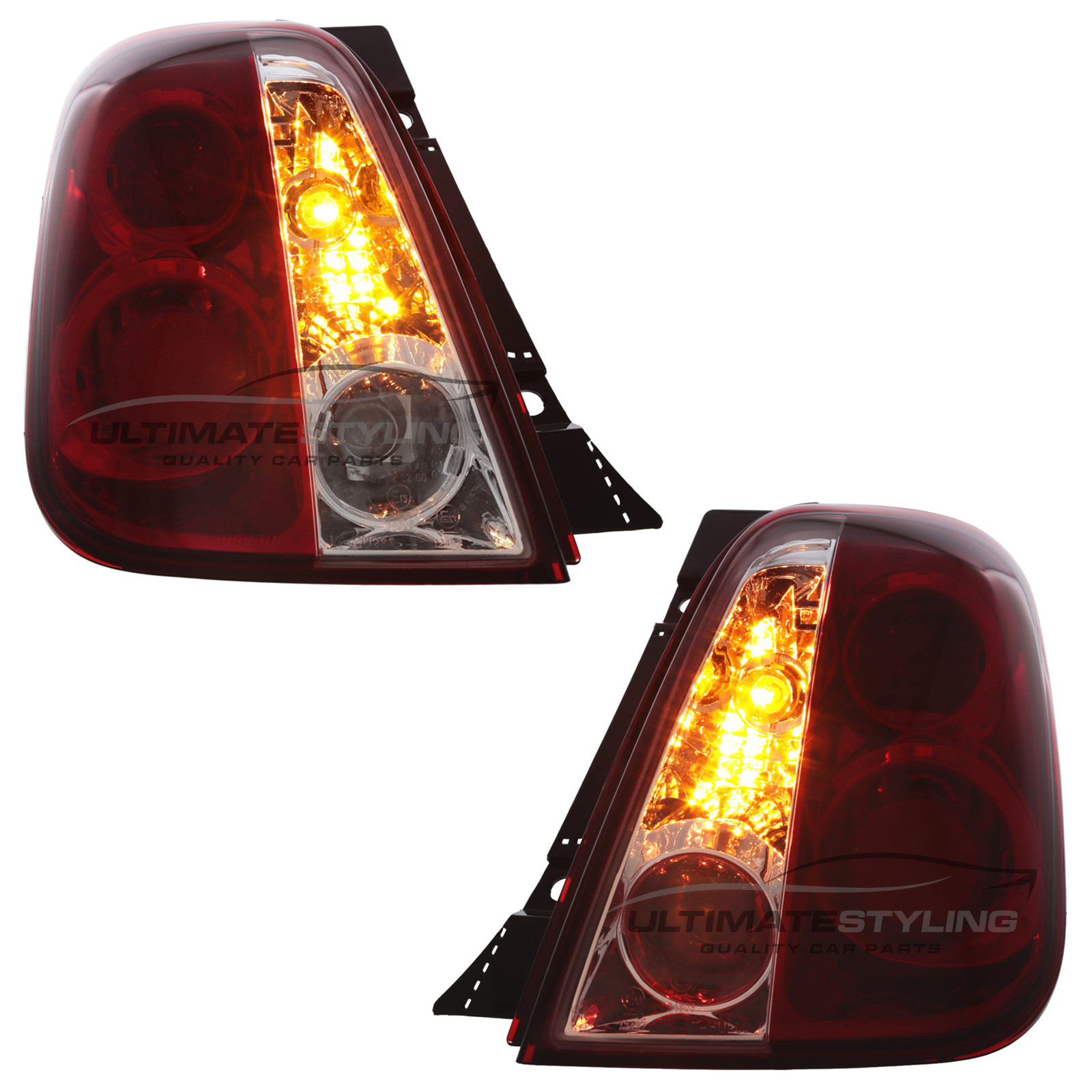 Fiat 500 Crystal Red and Clear Rear Lights 2008-2015