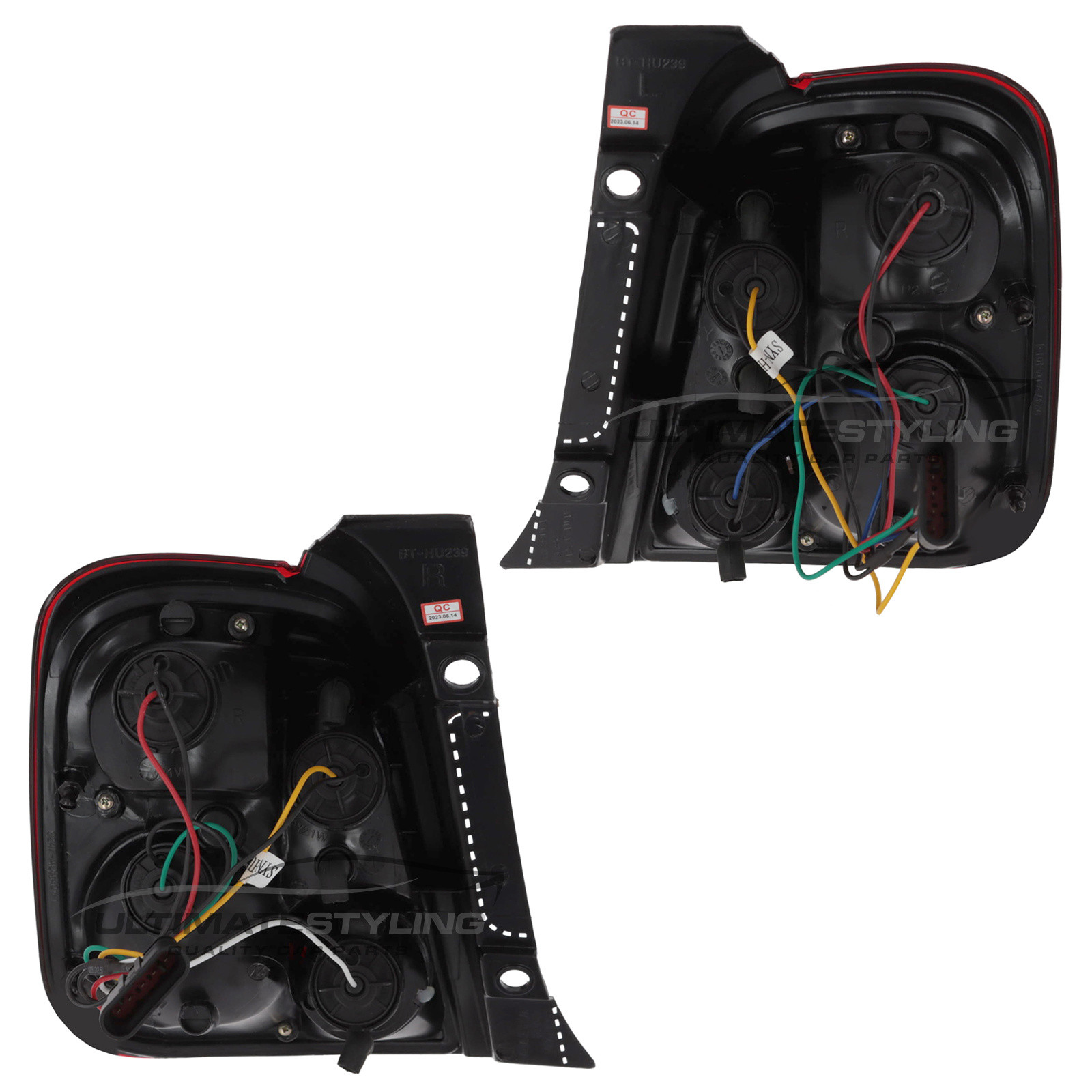 Fiat 500 Crystal Red and Clear Rear Lights 2008-2015