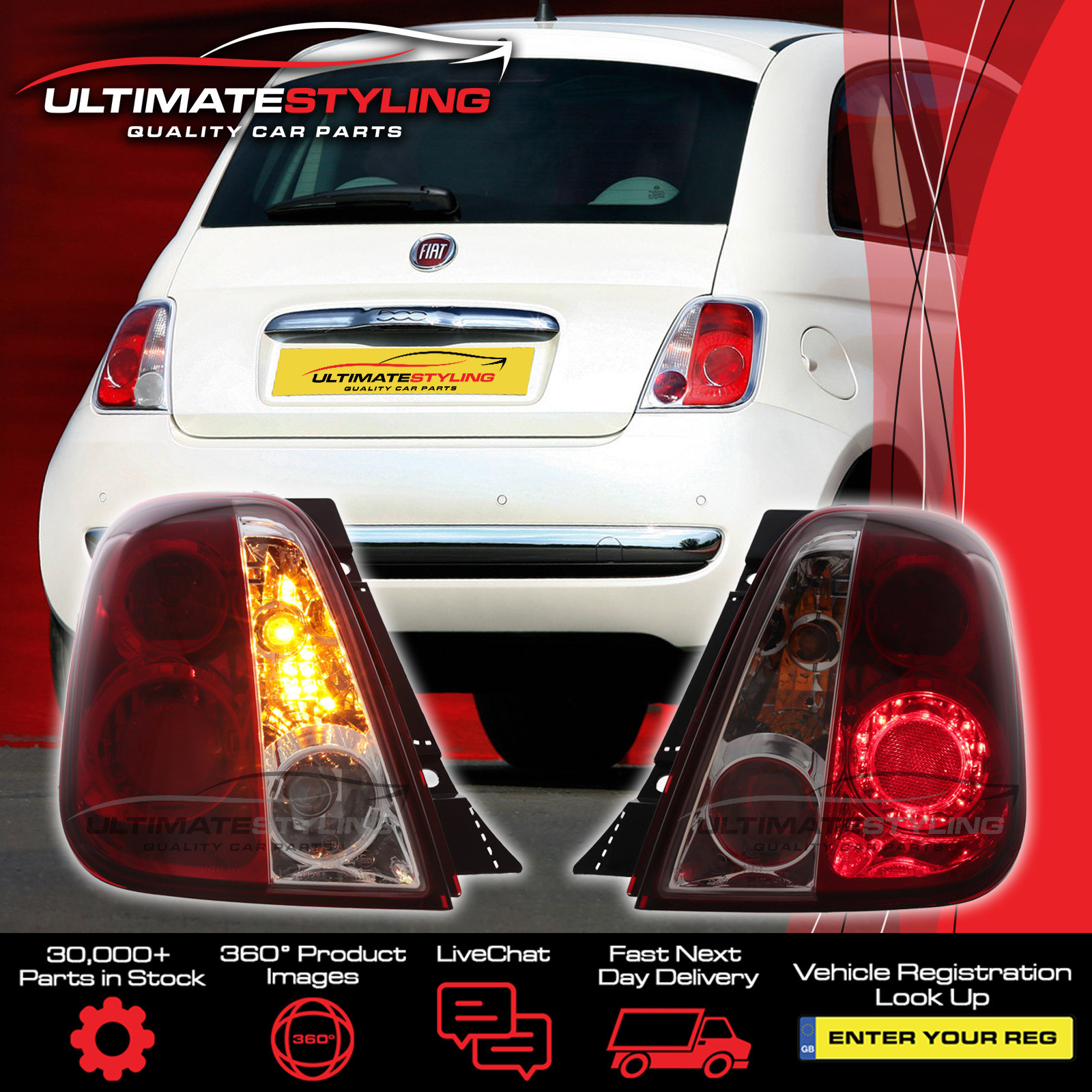 Performance Rear / Tail Lights for Abarth 500