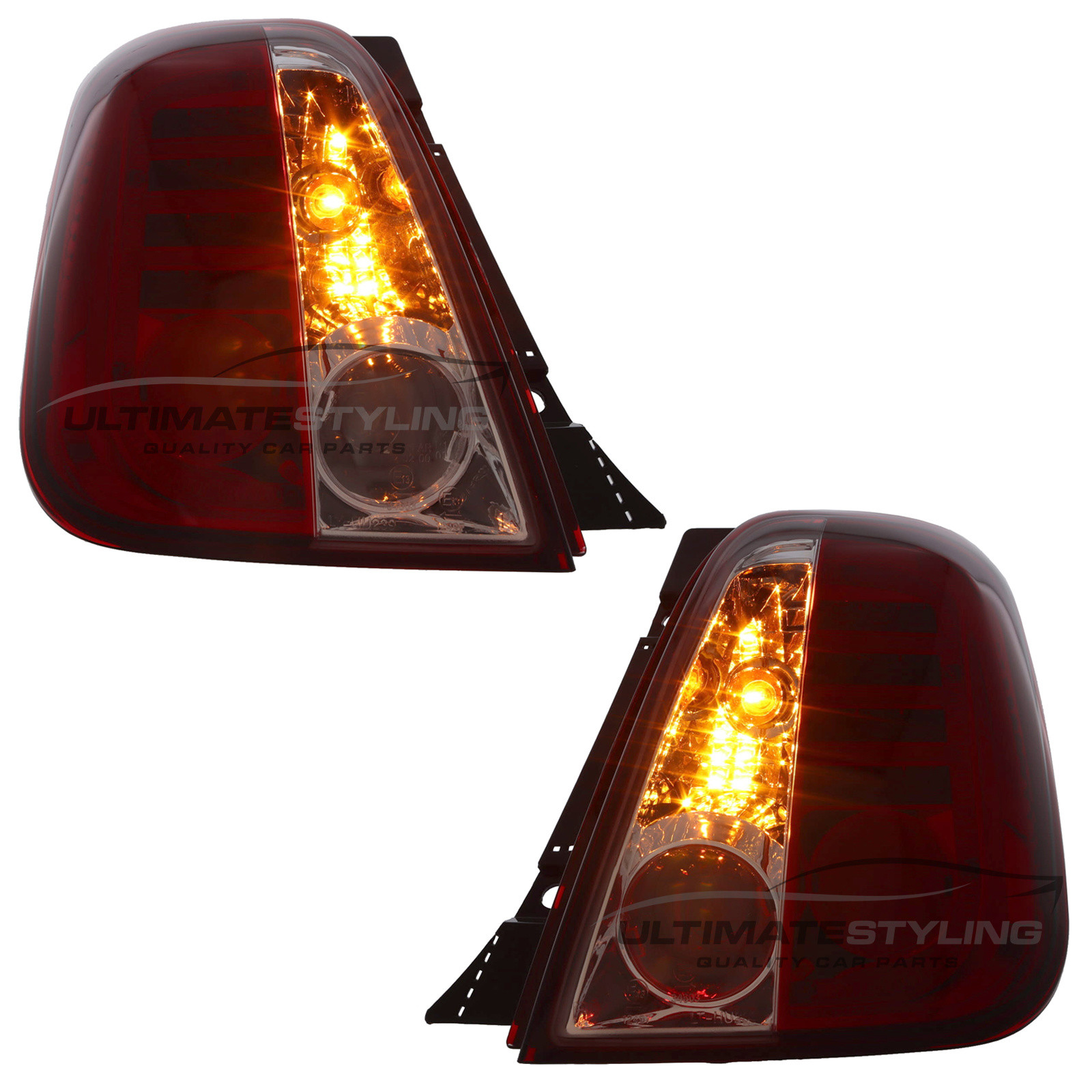 Fiat 500 Crystal Red and Clear LED Rear Lights 2009-2015