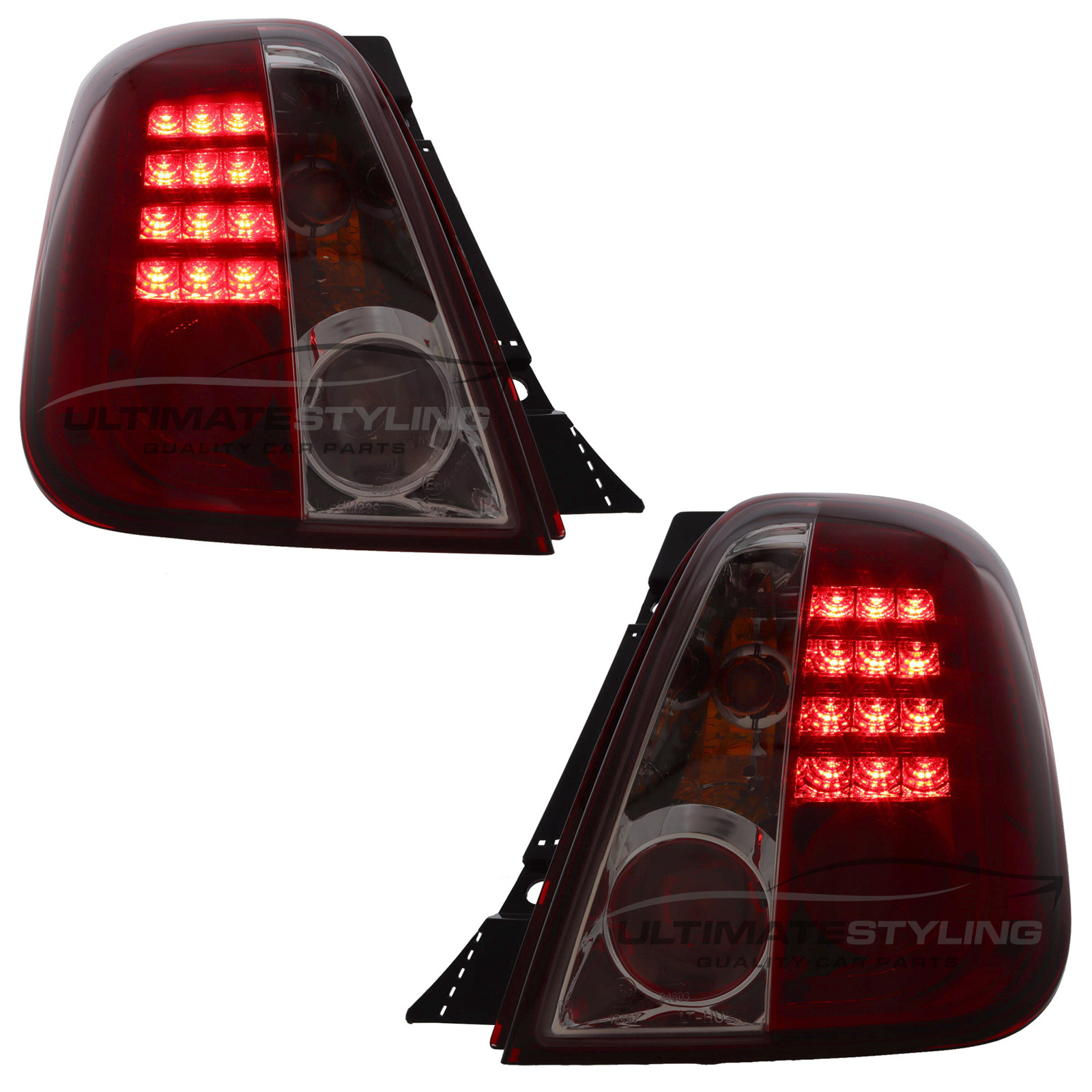 Fiat 500 Crystal Red and Clear LED Rear Lights 2009-2015