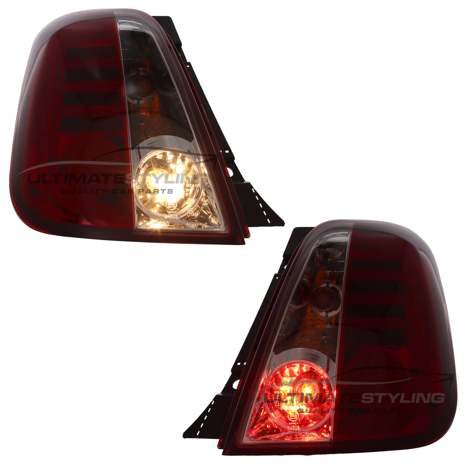 Fiat 500 Crystal Red and Clear LED Rear Lights 2009-2015