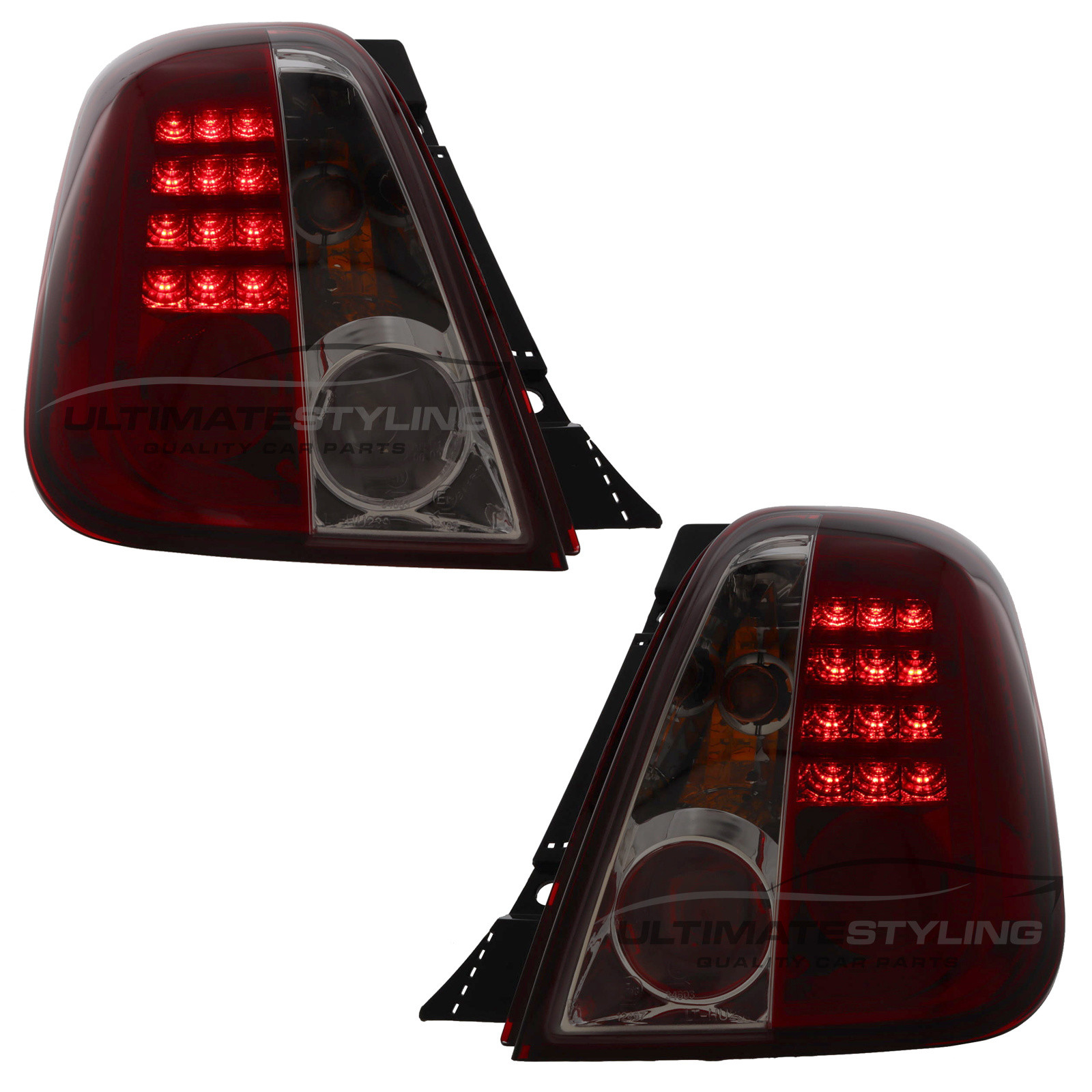 Fiat 500 Crystal Red and Clear LED Rear Lights 2009-2015