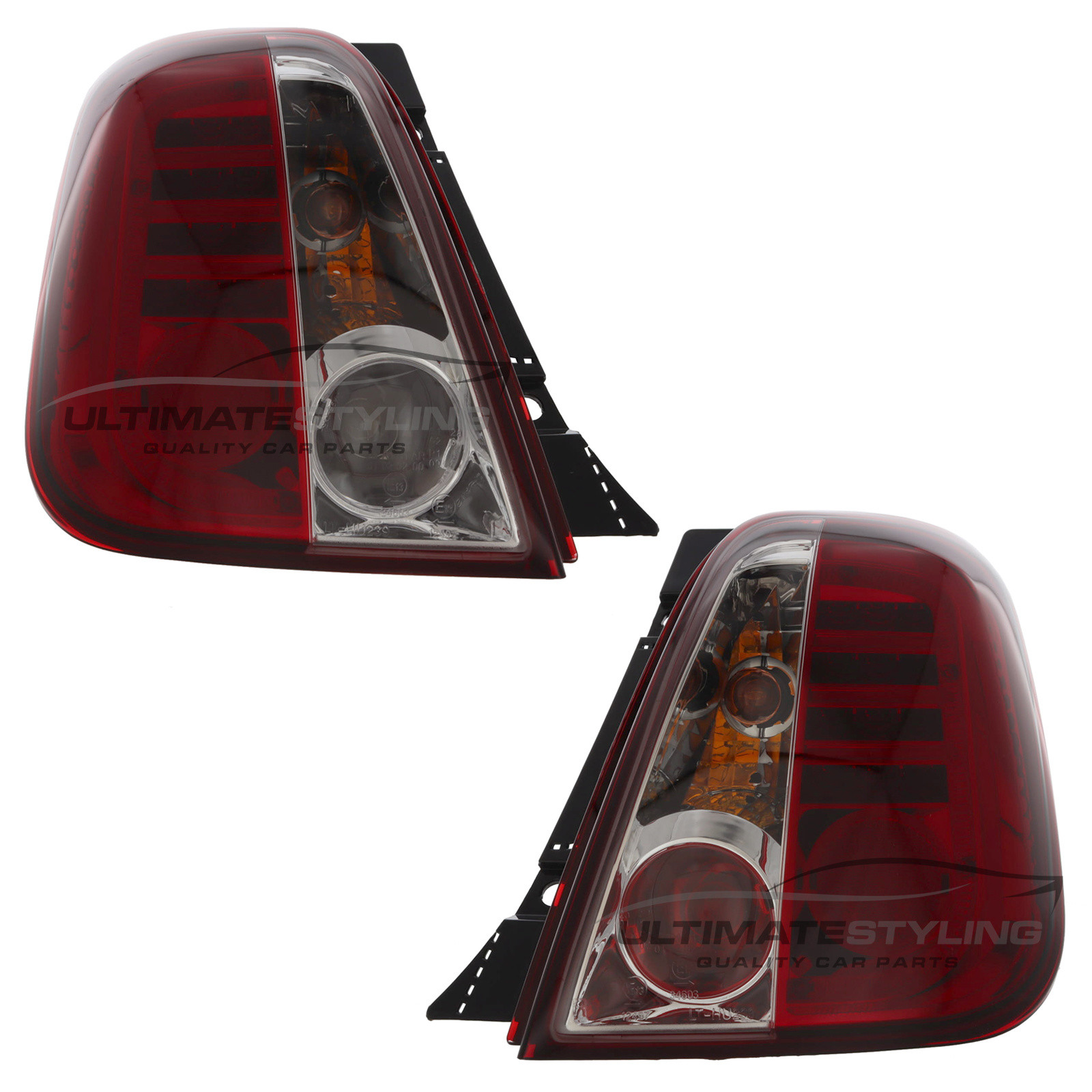 Fiat 500 Crystal Red and Clear LED Rear Lights 2009-2015