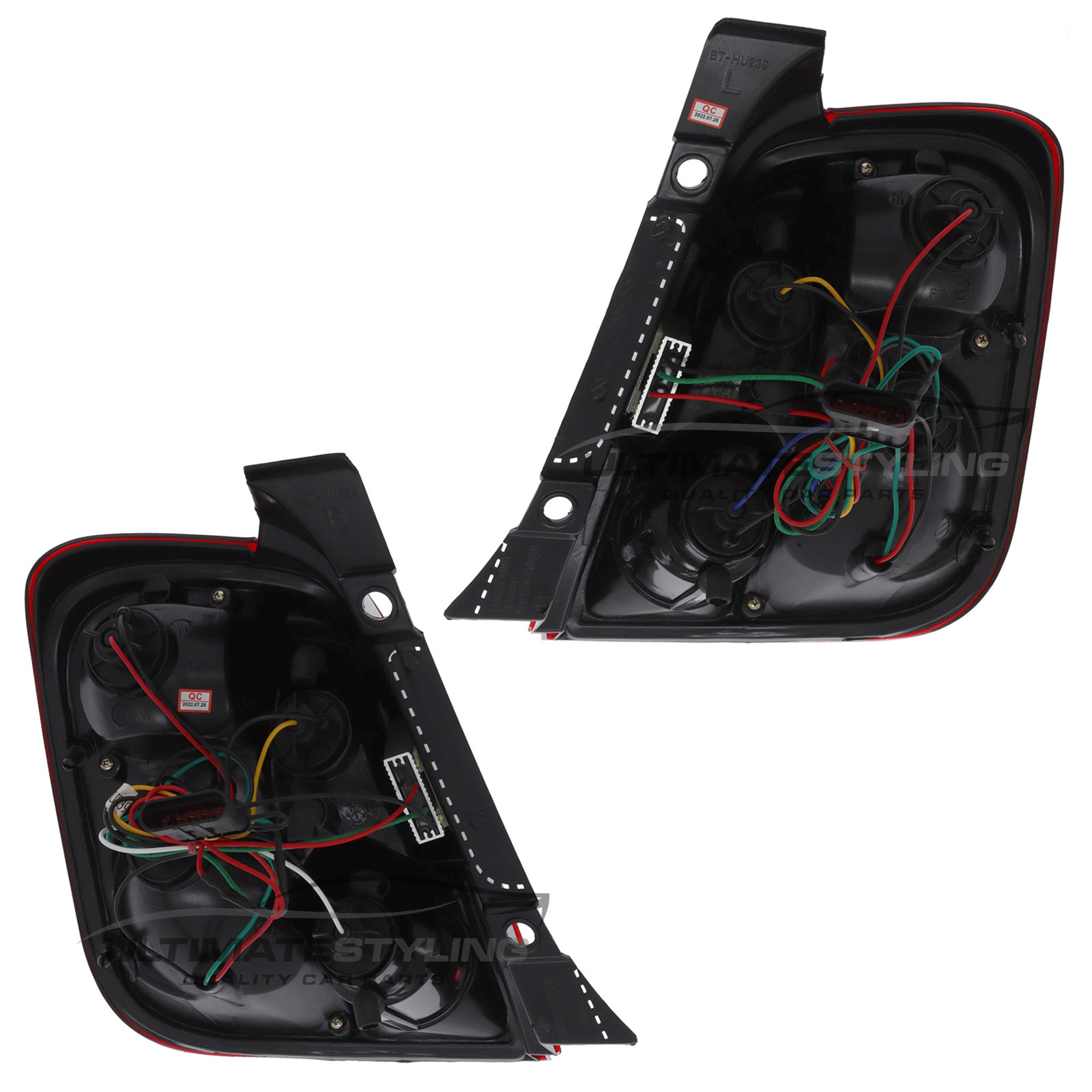 Fiat 500 Crystal Red and Clear LED Rear Lights 2009-2015