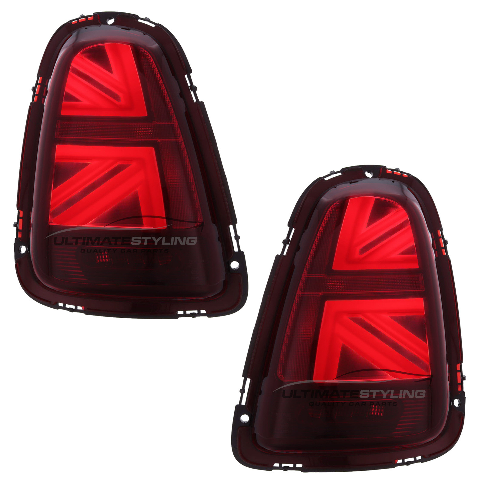 BMW Mini R55 R56 R57 (GEN 2) 2006-2014 Red LED Union Jack Flag Upgrade Rear Tail Lights Sequential Indicators Pair