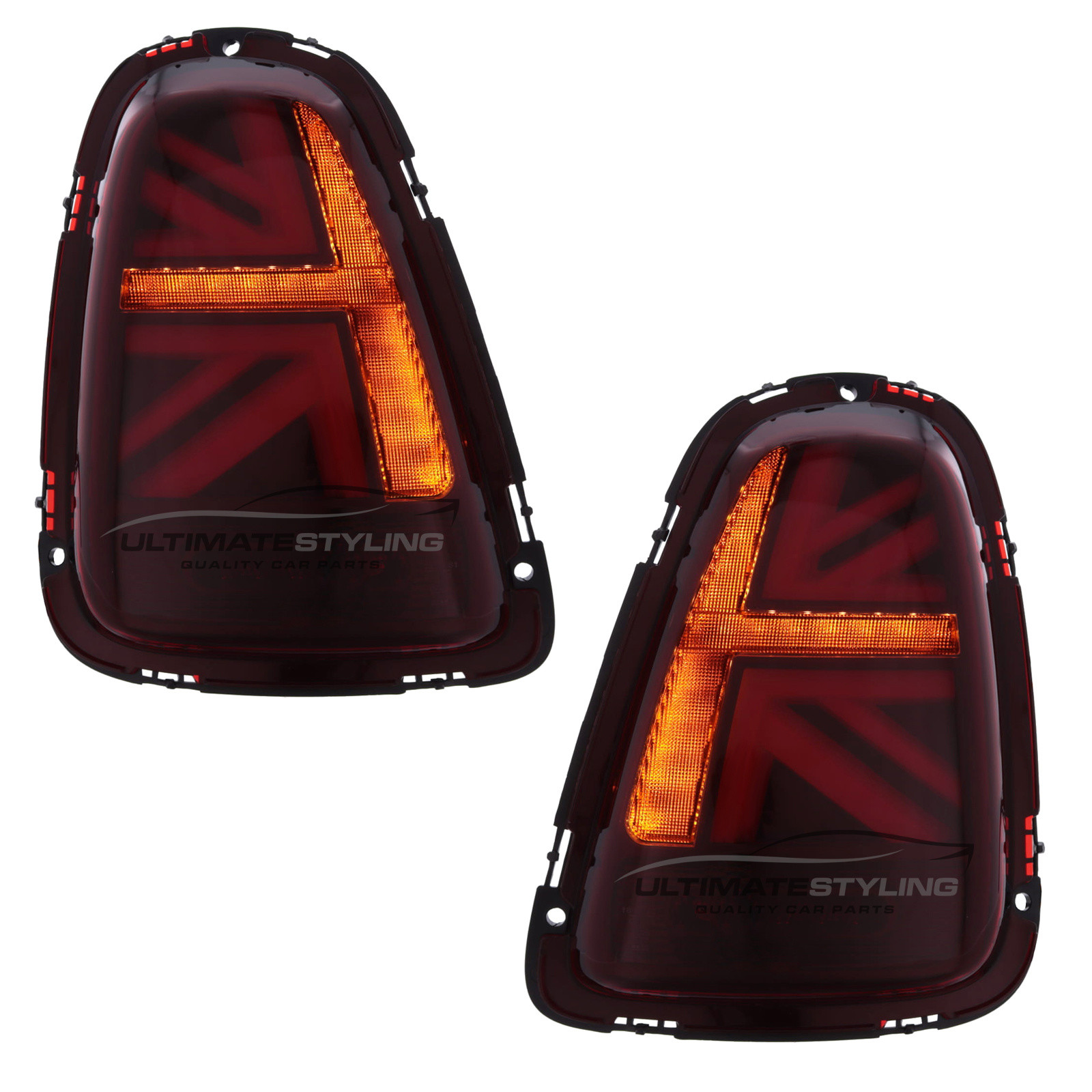 BMW Mini R55 R56 R57 (GEN 2) 2006-2014 Red LED Union Jack Flag Upgrade Rear Tail Lights Sequential Indicators Pair
