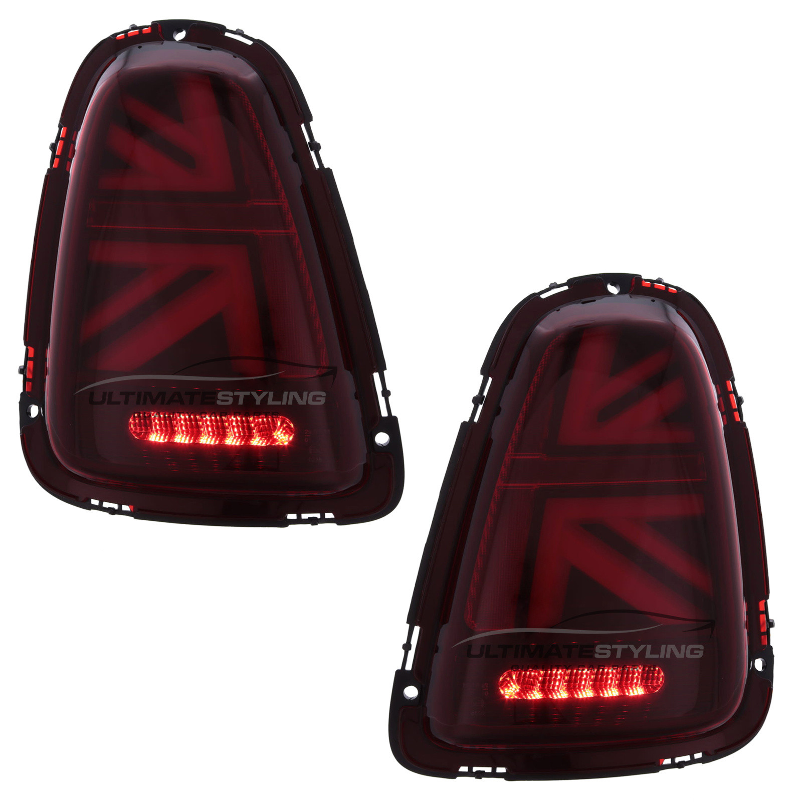 BMW Mini R55 R56 R57 (GEN 2) 2006-2014 Red LED Union Jack Flag Upgrade Rear Tail Lights Sequential Indicators Pair