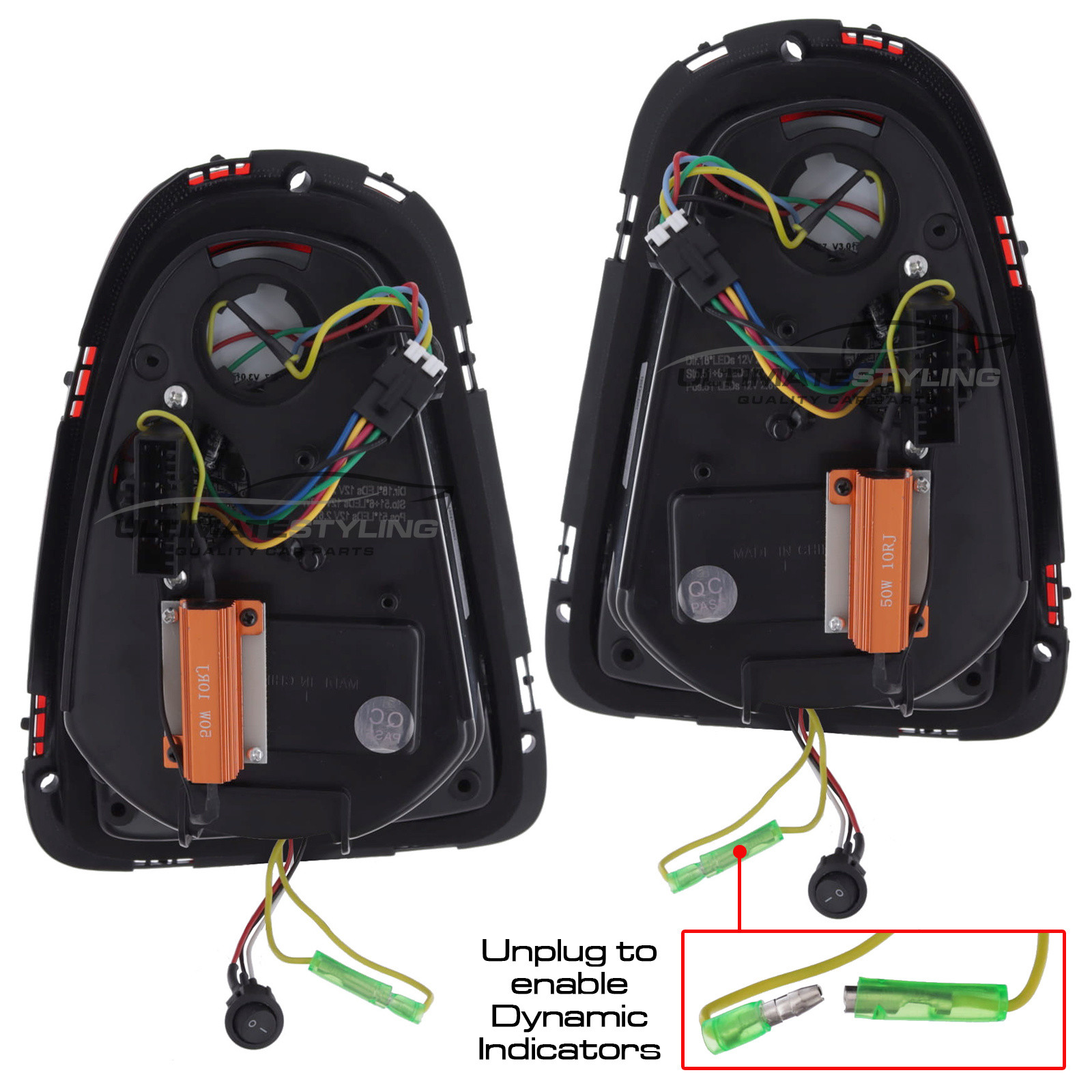 BMW Mini R55 R56 R57 (GEN 2) 2006-2014 Red LED Union Jack Flag Upgrade Rear Tail Lights Sequential Indicators Pair