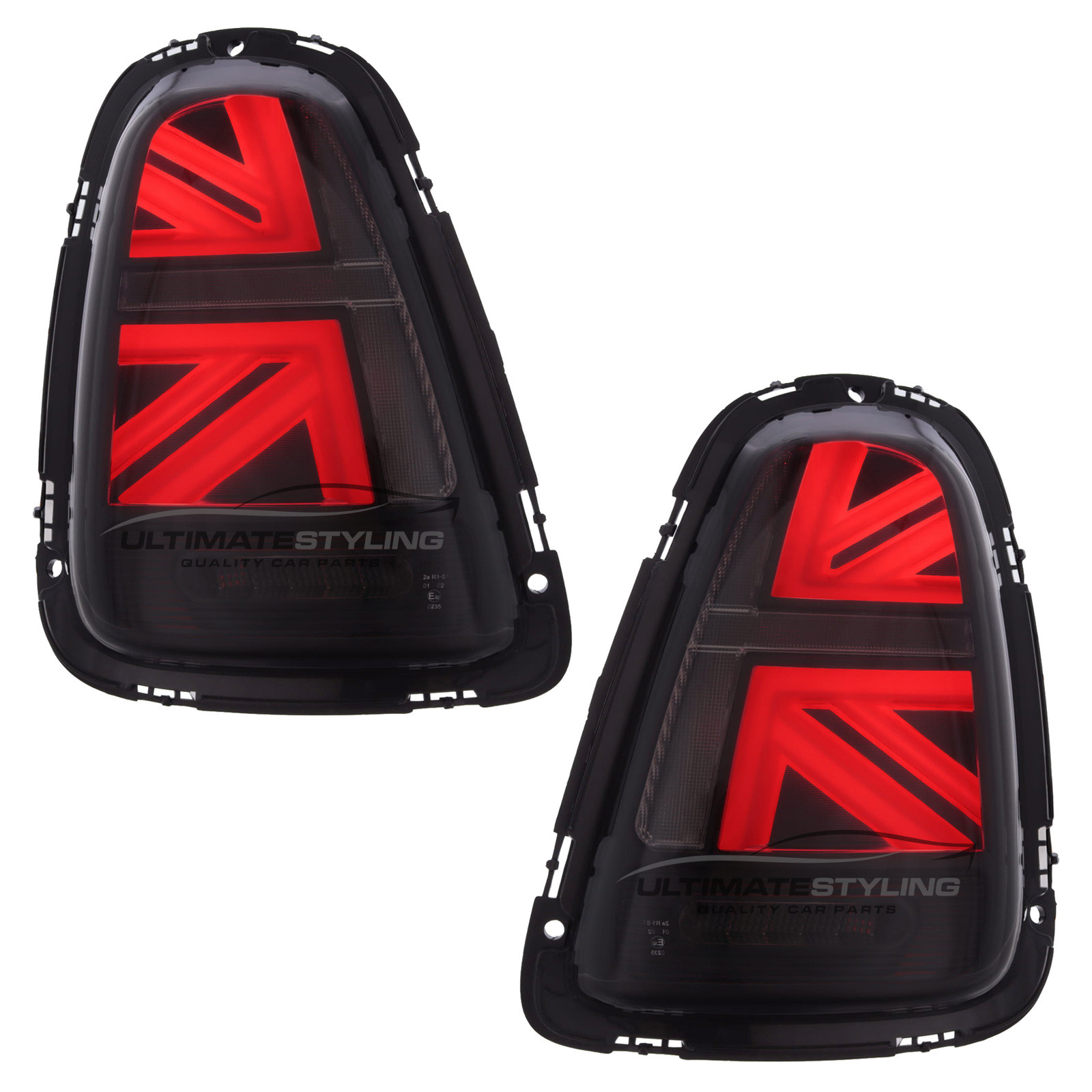 BMW Mini R55 R56 R57 (GEN 2) 2006-2014 Smoked LED Union Jack Flag Upgrade Rear Tail Lights Sequential Indicators Pair