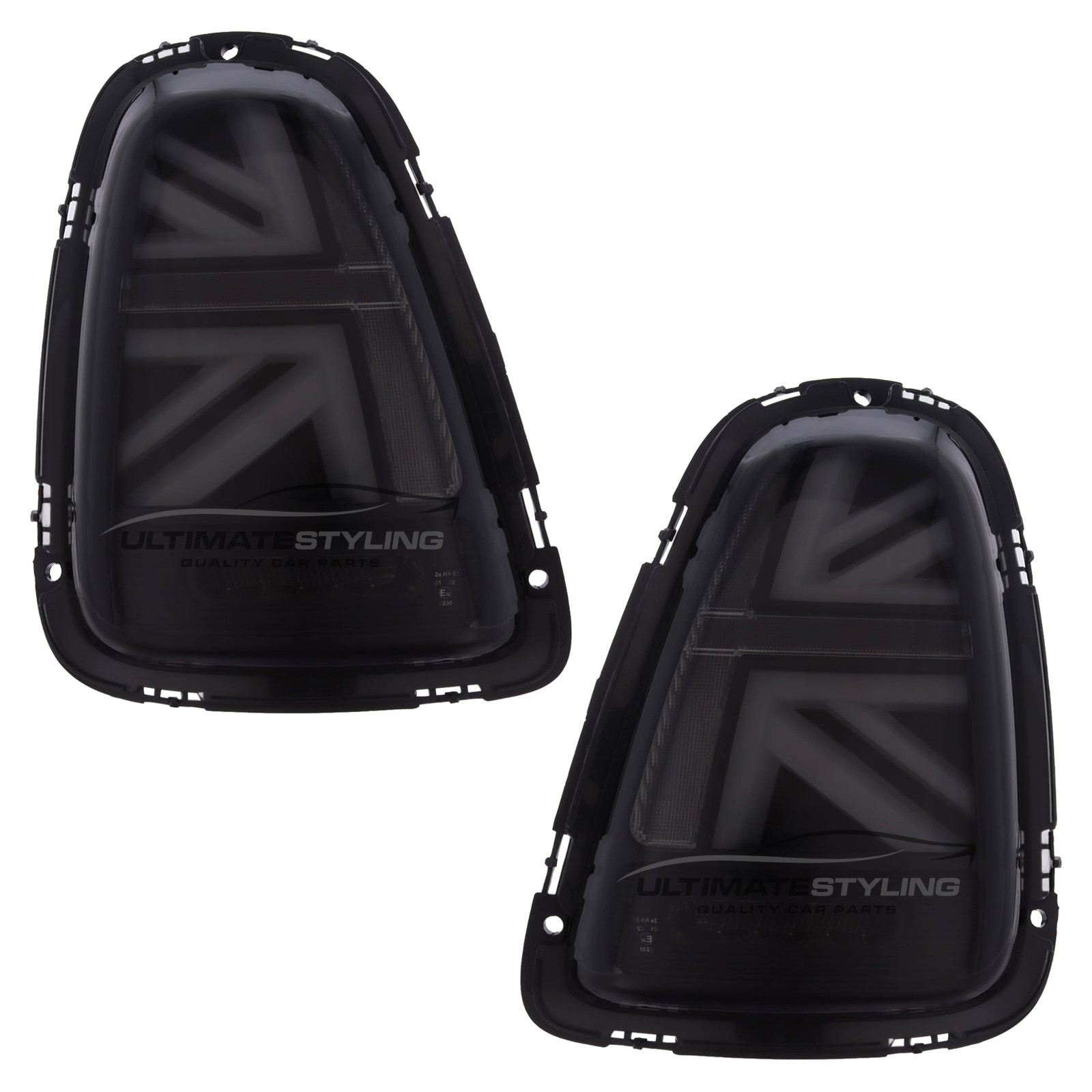 BMW Mini R55 R56 R57 (GEN 2) 2006-2014 Smoked LED Union Jack Flag Upgrade Rear Tail Lights Sequential Indicators Pair