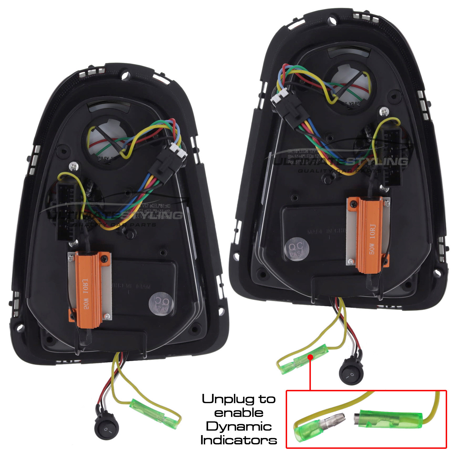 BMW Mini R55 R56 R57 (GEN 2) 2006-2014 Smoked LED Union Jack Flag Upgrade Rear Tail Lights Sequential Indicators Pair