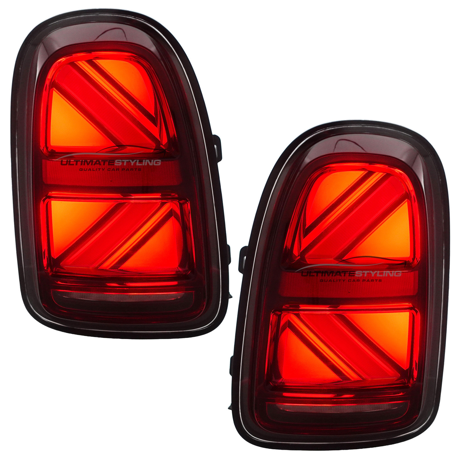 Mini F60 Countryman 2016-2024 - Upgrade LED Rear Tail Lights - Union Jack Style - Red Lens - Dynamic Sequential LED Indicators (Progressive) Pair