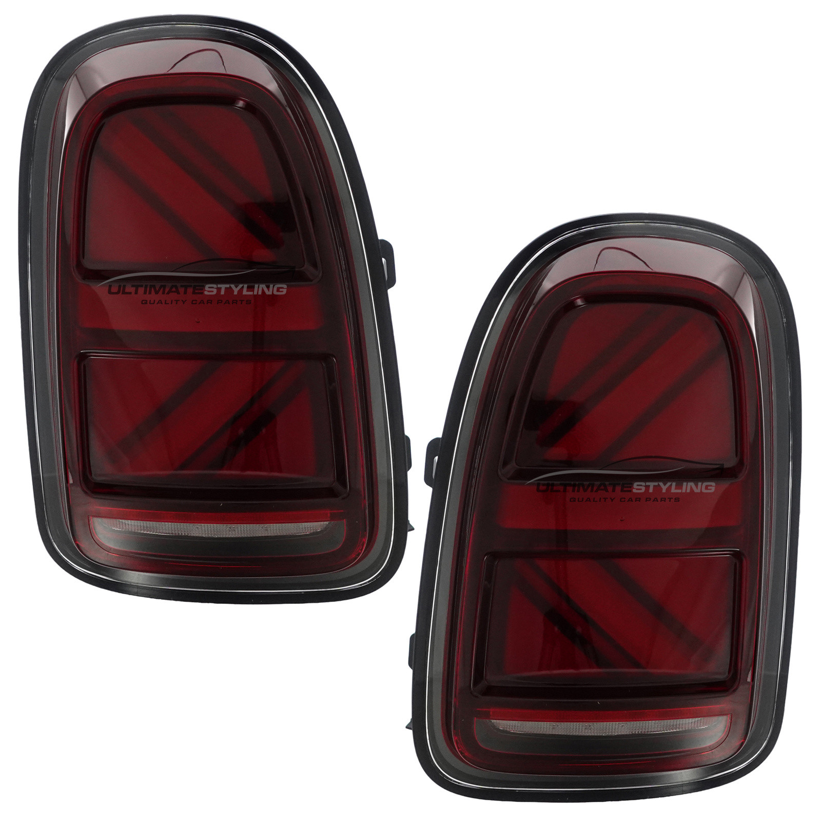 Mini F60 Countryman 2016-2024 - Upgrade LED Rear Tail Lights - Union Jack Style - Red Lens - Dynamic Sequential LED Indicators (Progressive) Pair