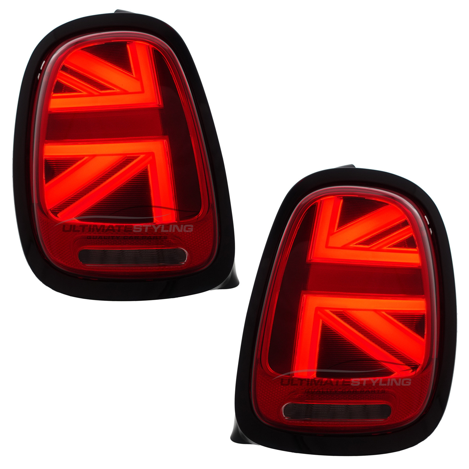 BMW Mini F55 F56 F57 (GEN 3) 2014-2024 Red LED Union Jack Flag Upgrade Rear Tail Lights Sequential Indicators Pair