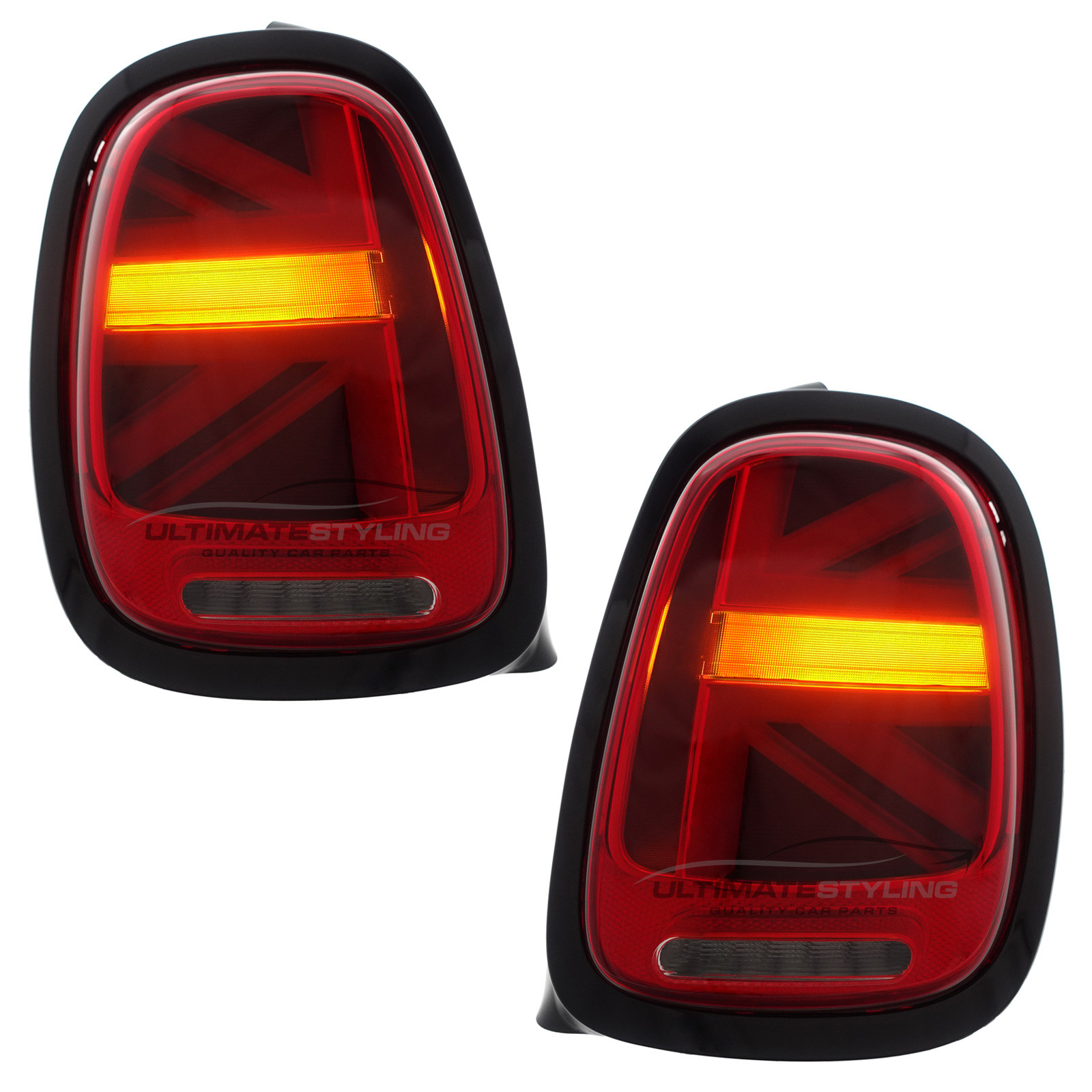 BMW Mini F55 F56 F57 (GEN 3) 2014-2024 Red LED Union Jack Flag Upgrade Rear Tail Lights Sequential Indicators Pair