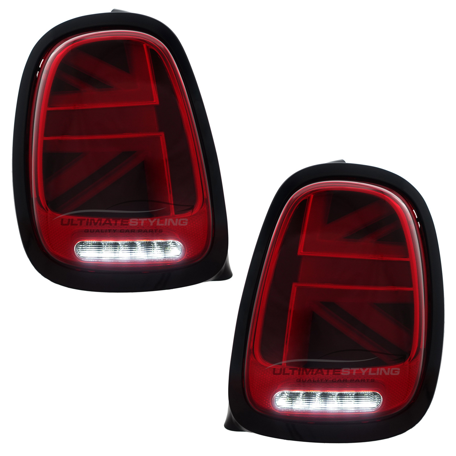 BMW Mini F55 F56 F57 (GEN 3) 2014-2024 Red LED Union Jack Flag Upgrade Rear Tail Lights Sequential Indicators Pair