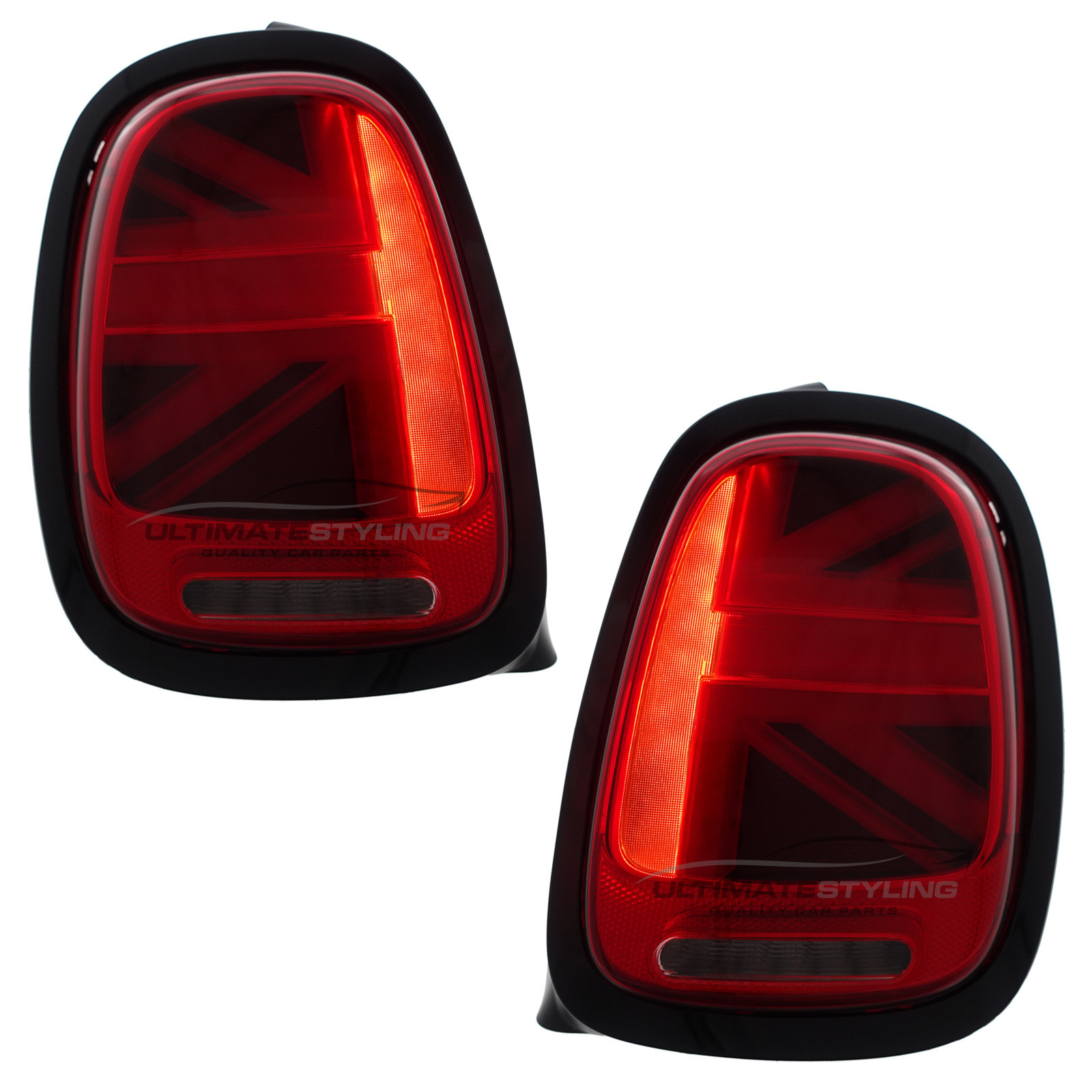 BMW Mini F55 F56 F57 (GEN 3) 2014-2024 Red LED Union Jack Flag Upgrade Rear Tail Lights Sequential Indicators Pair