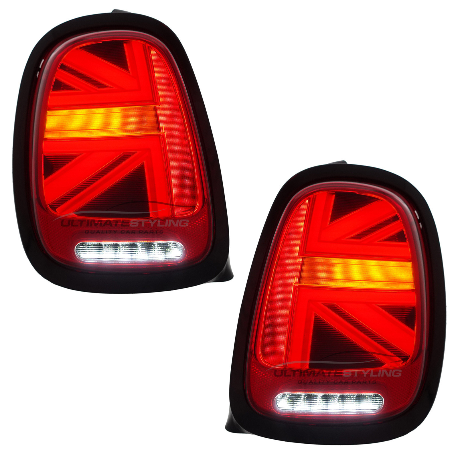 BMW Mini F55 F56 F57 (GEN 3) 2014-2024 Red LED Union Jack Flag Upgrade Rear Tail Lights Sequential Indicators Pair