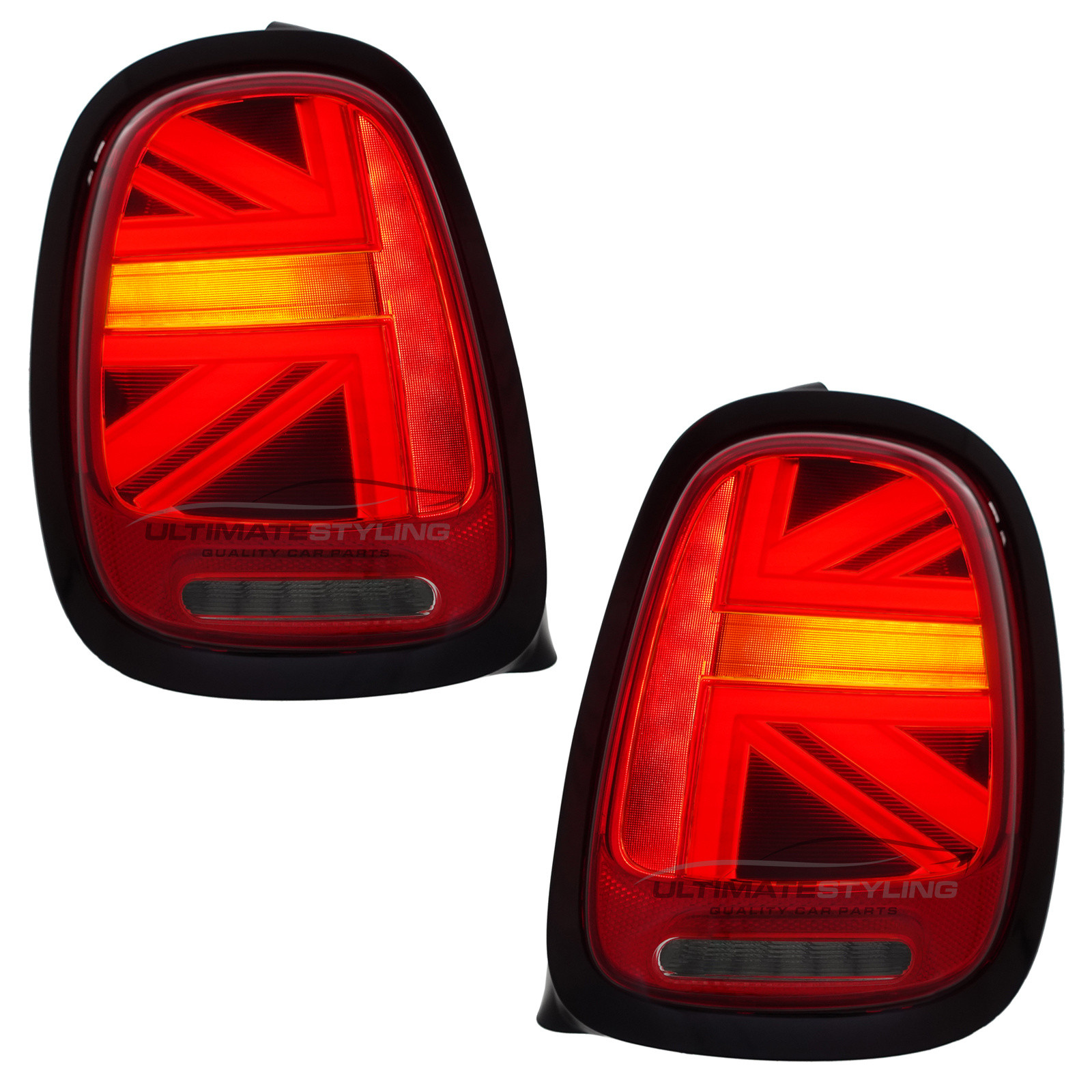 BMW Mini F55 F56 F57 (GEN 3) 2014-2024 Red LED Union Jack Flag Upgrade Rear Tail Lights Sequential Indicators Pair