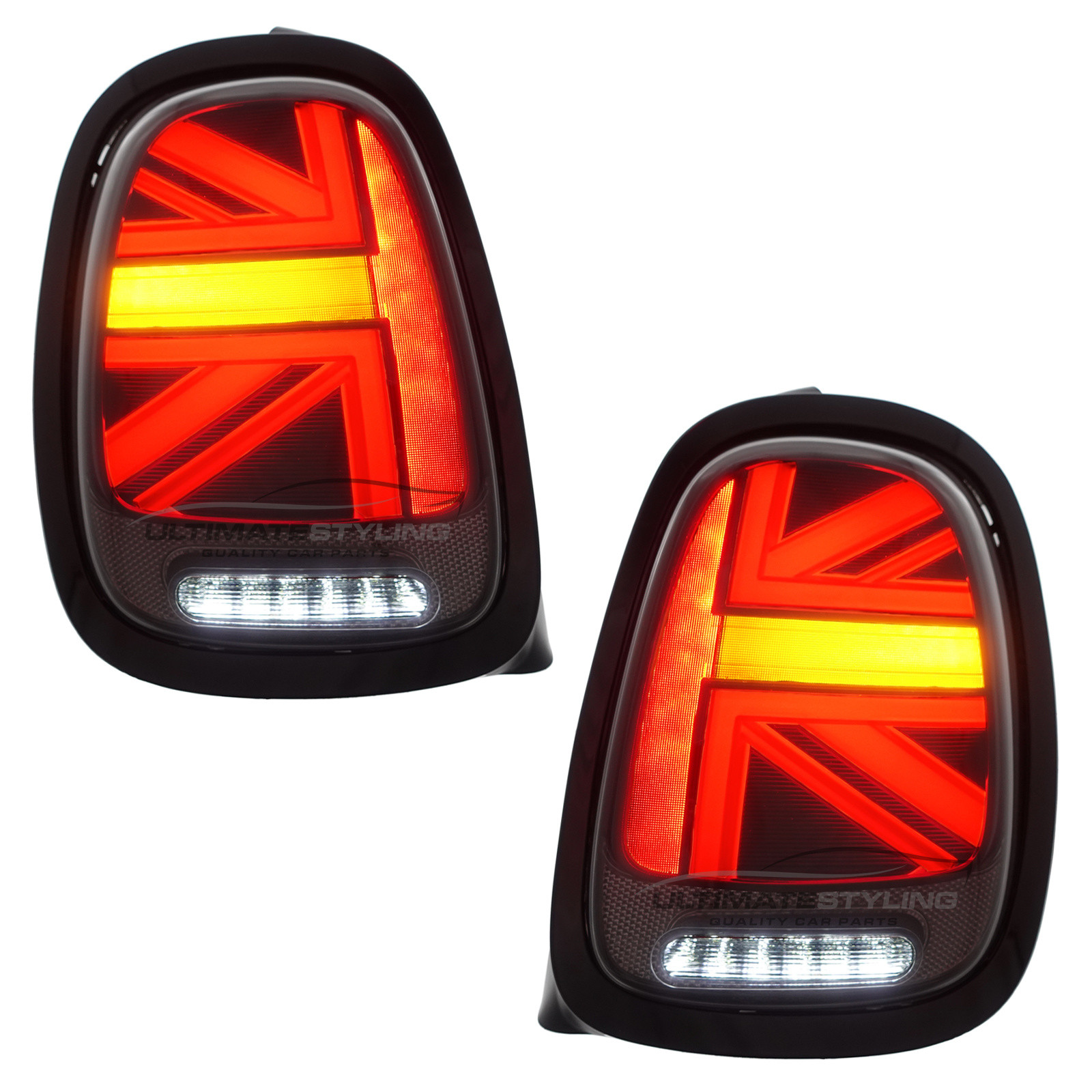 BMW Mini F55 F56 F57 (GEN 3) 2014-2024 Smoked LED Union Jack Flag Upgrade Rear Tail Lights Sequential Indicators Pair