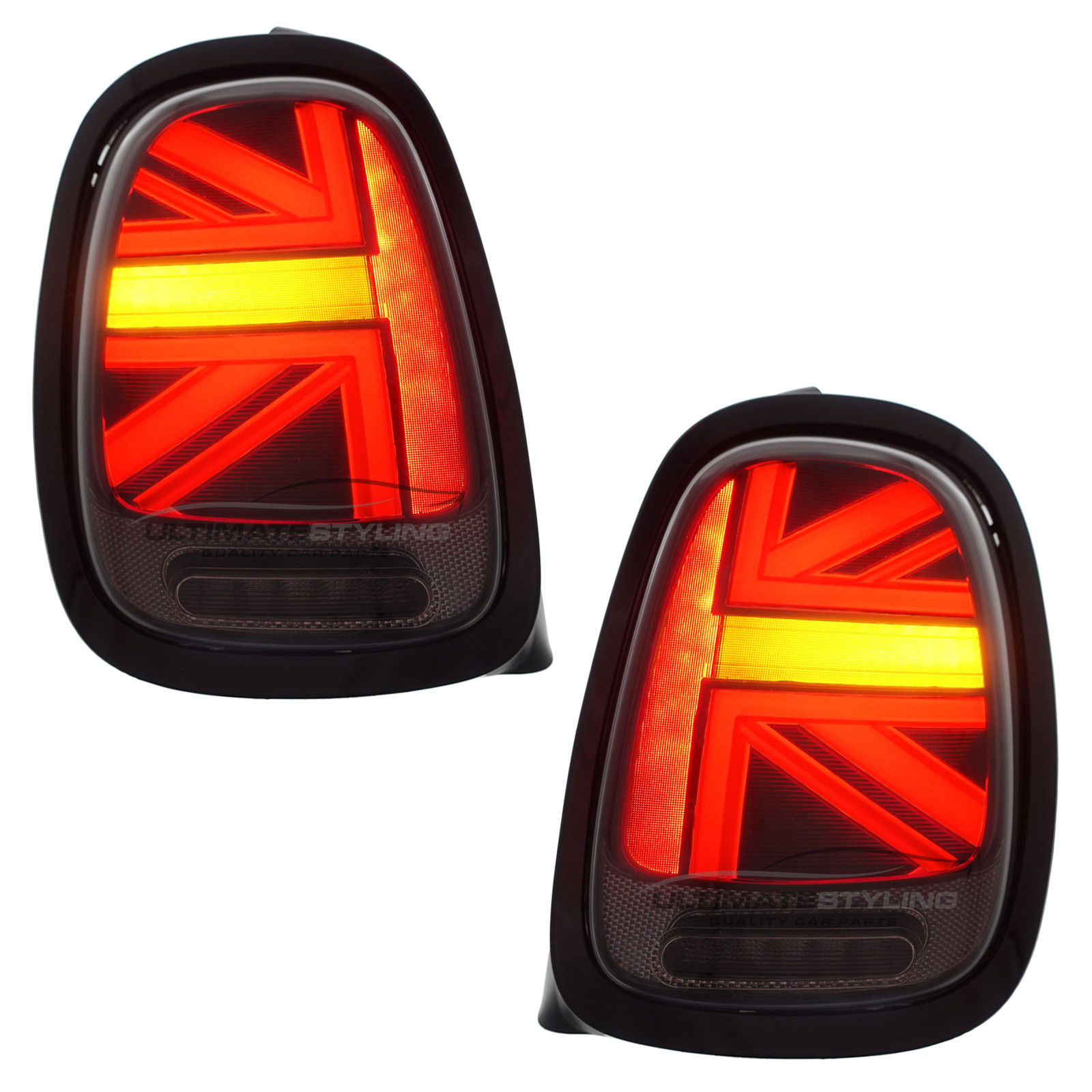 BMW Mini F55 F56 F57 (GEN 3) 2014-2024 Smoked LED Union Jack Flag Upgrade Rear Tail Lights Sequential Indicators Pair