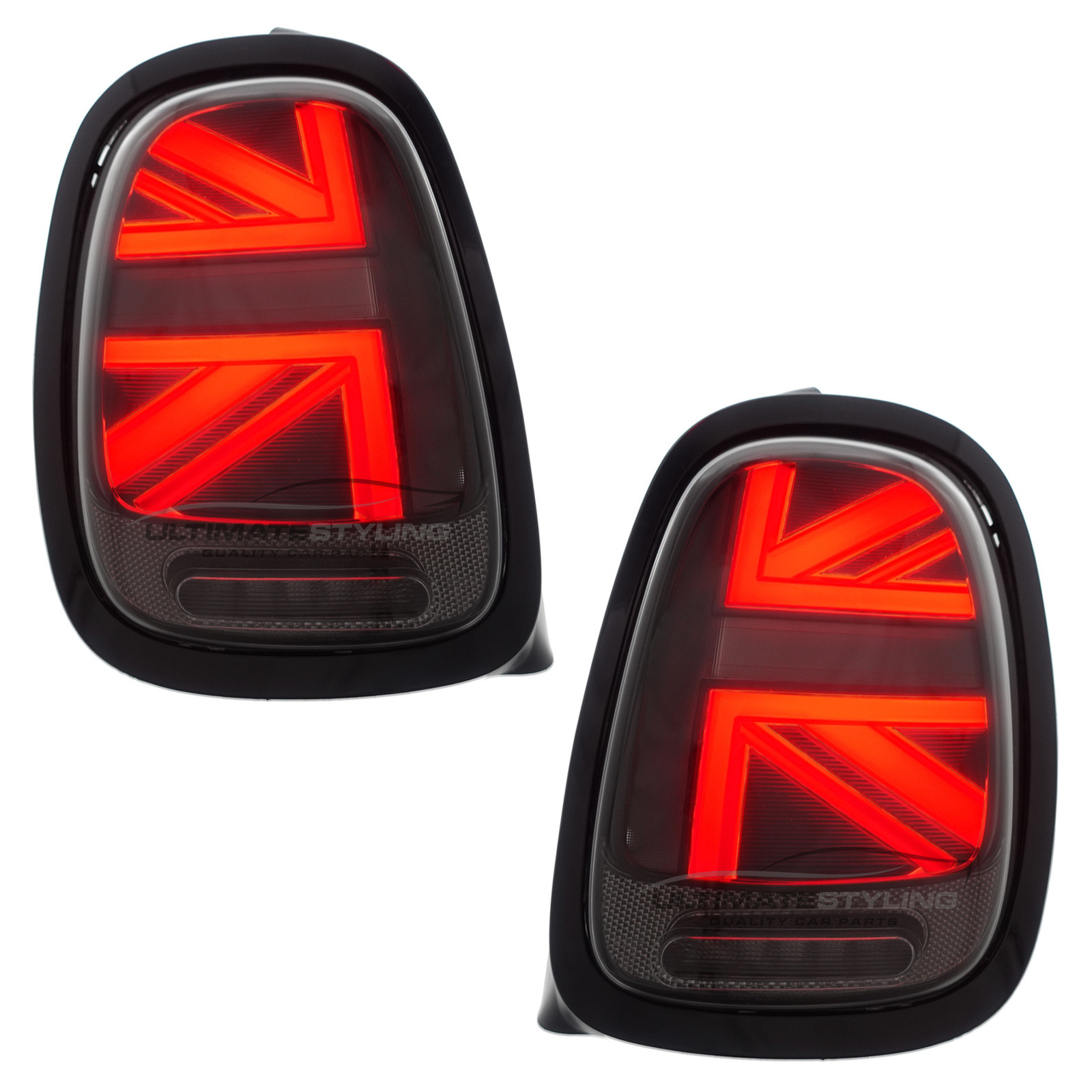 BMW Mini F55 F56 F57 (GEN 3) 2014-2024 Smoked LED Union Jack Flag Upgrade Rear Tail Lights Sequential Indicators Pair