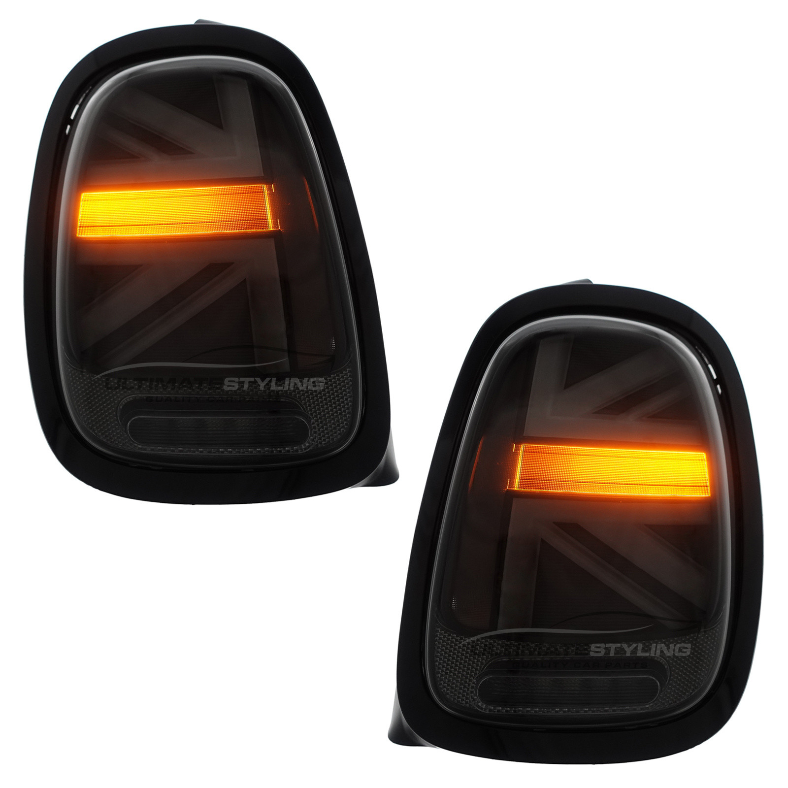 BMW Mini F55 F56 F57 (GEN 3) 2014-2024 Smoked LED Union Jack Flag Upgrade Rear Tail Lights Sequential Indicators Pair